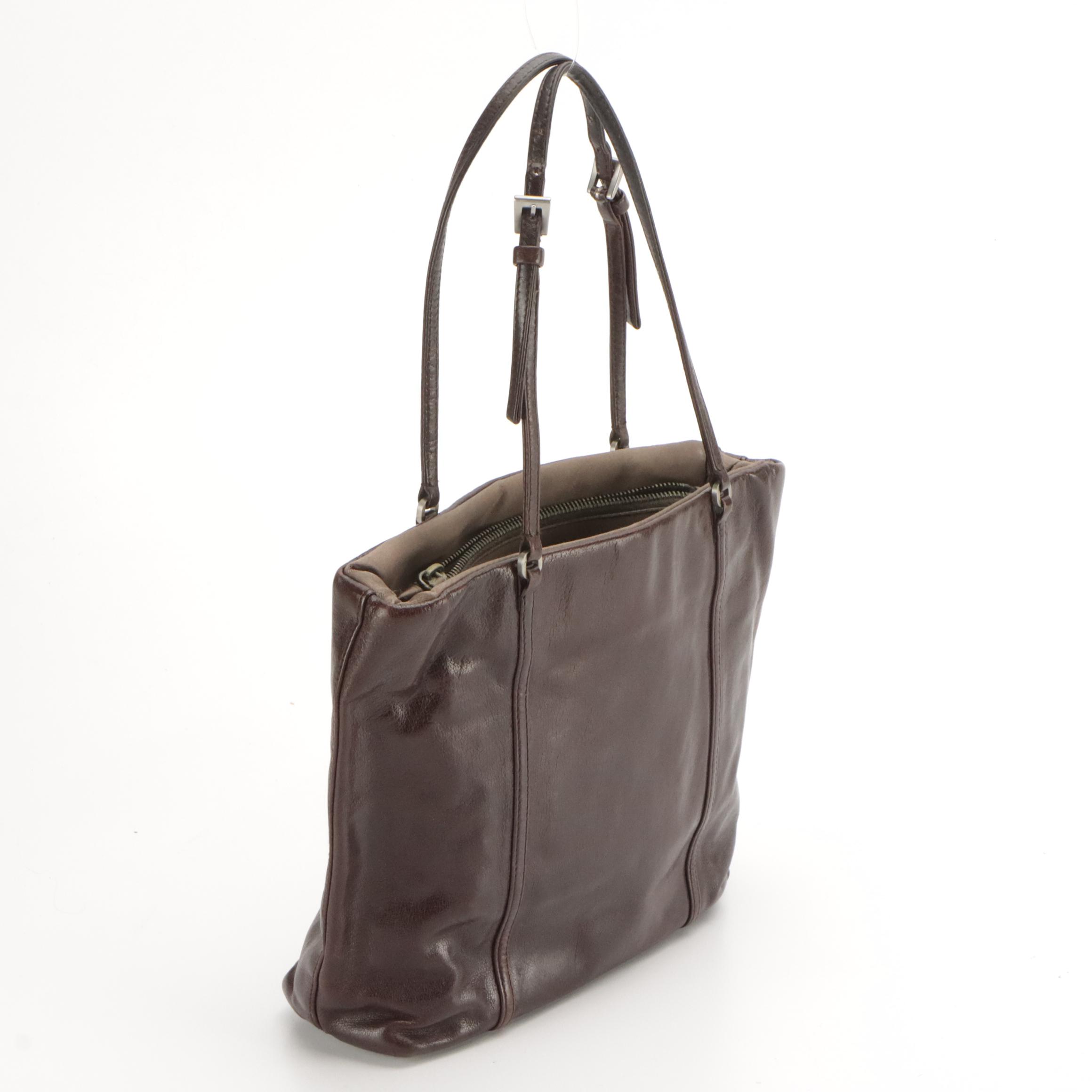 Prada Small Tote in Crinkled Lambskin Leather