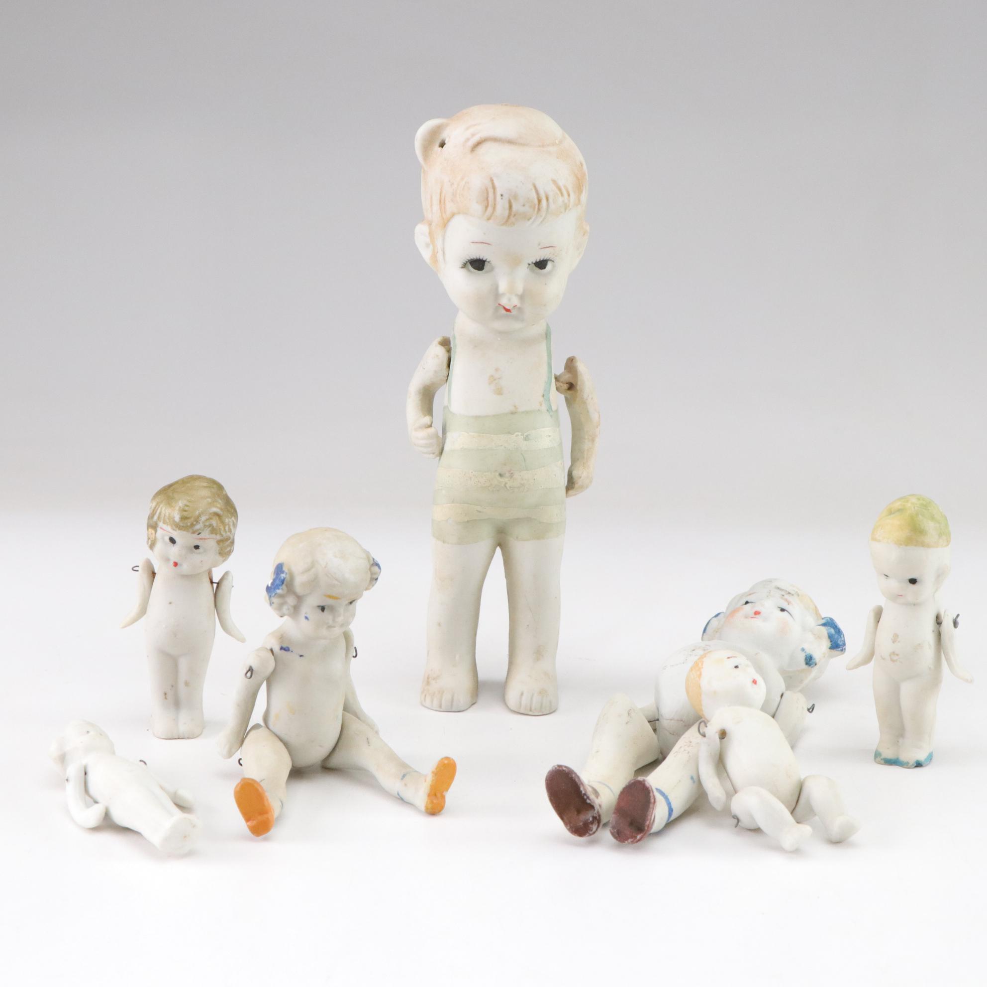 Antique Bisque Kewpies and Jointed Dolls, Many Made In Japan
