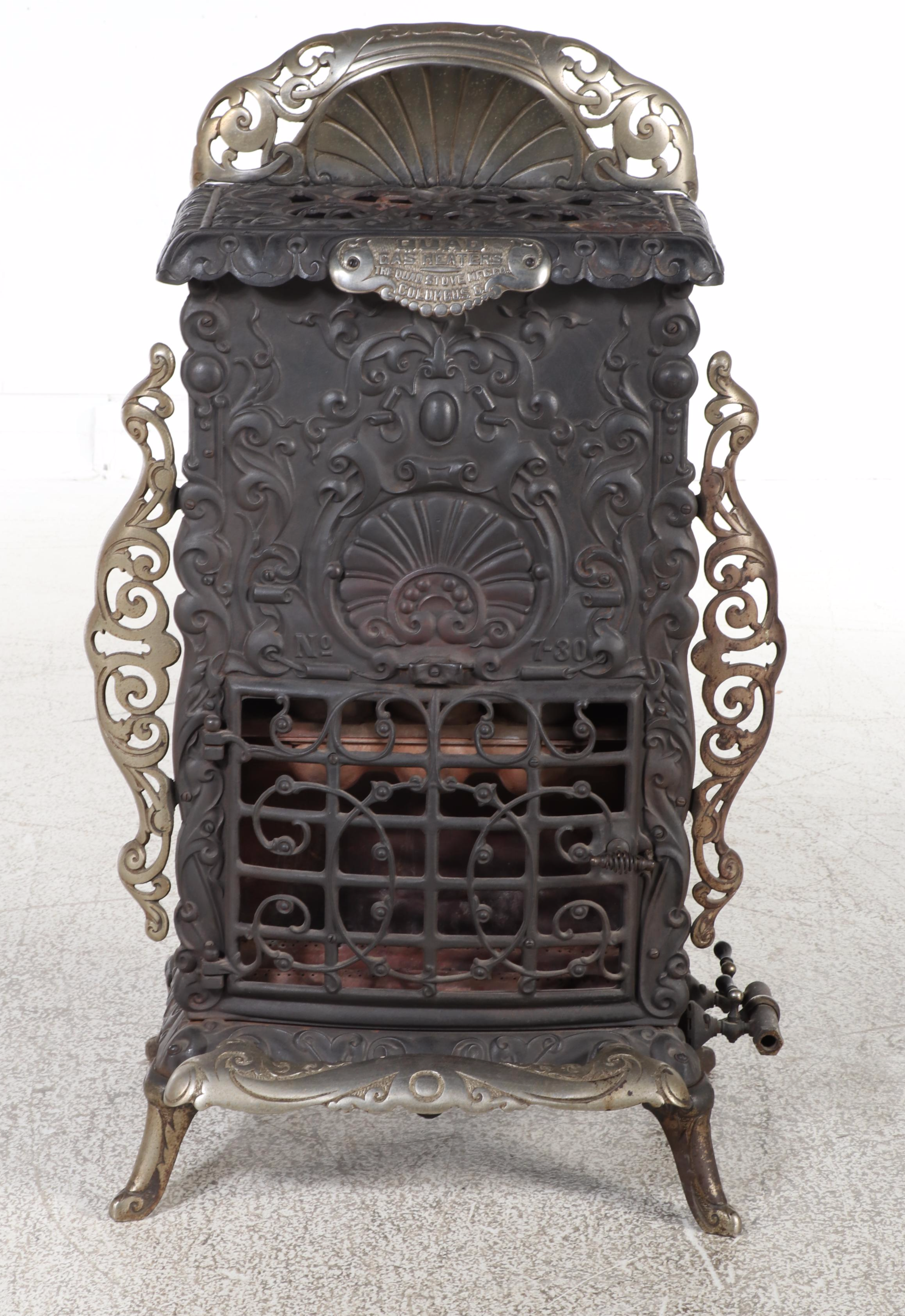 Late Victorian Quad Stove Mfg "Quad" Gas Parlor Heater