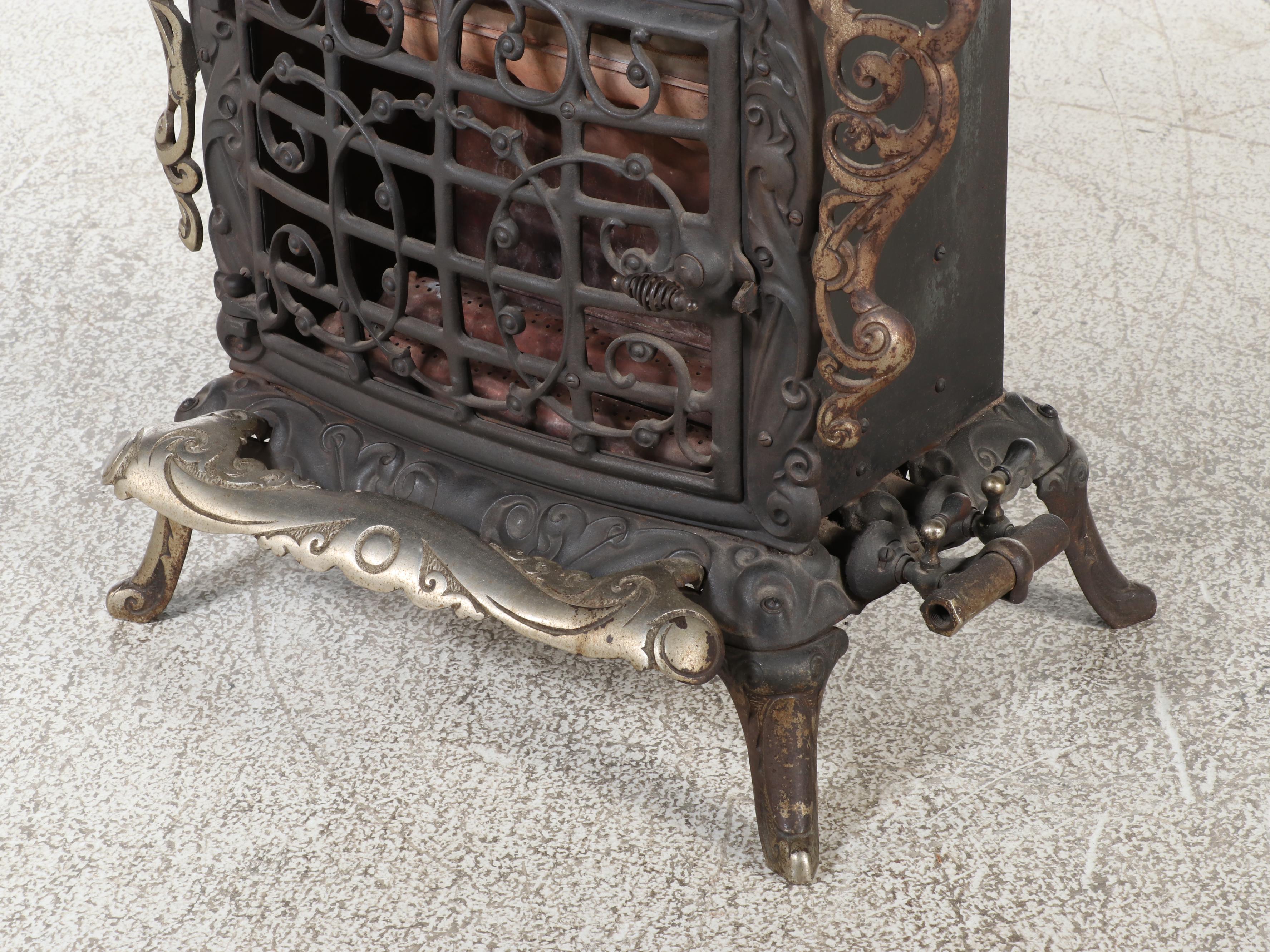 Late Victorian Quad Stove Mfg "Quad" Gas Parlor Heater