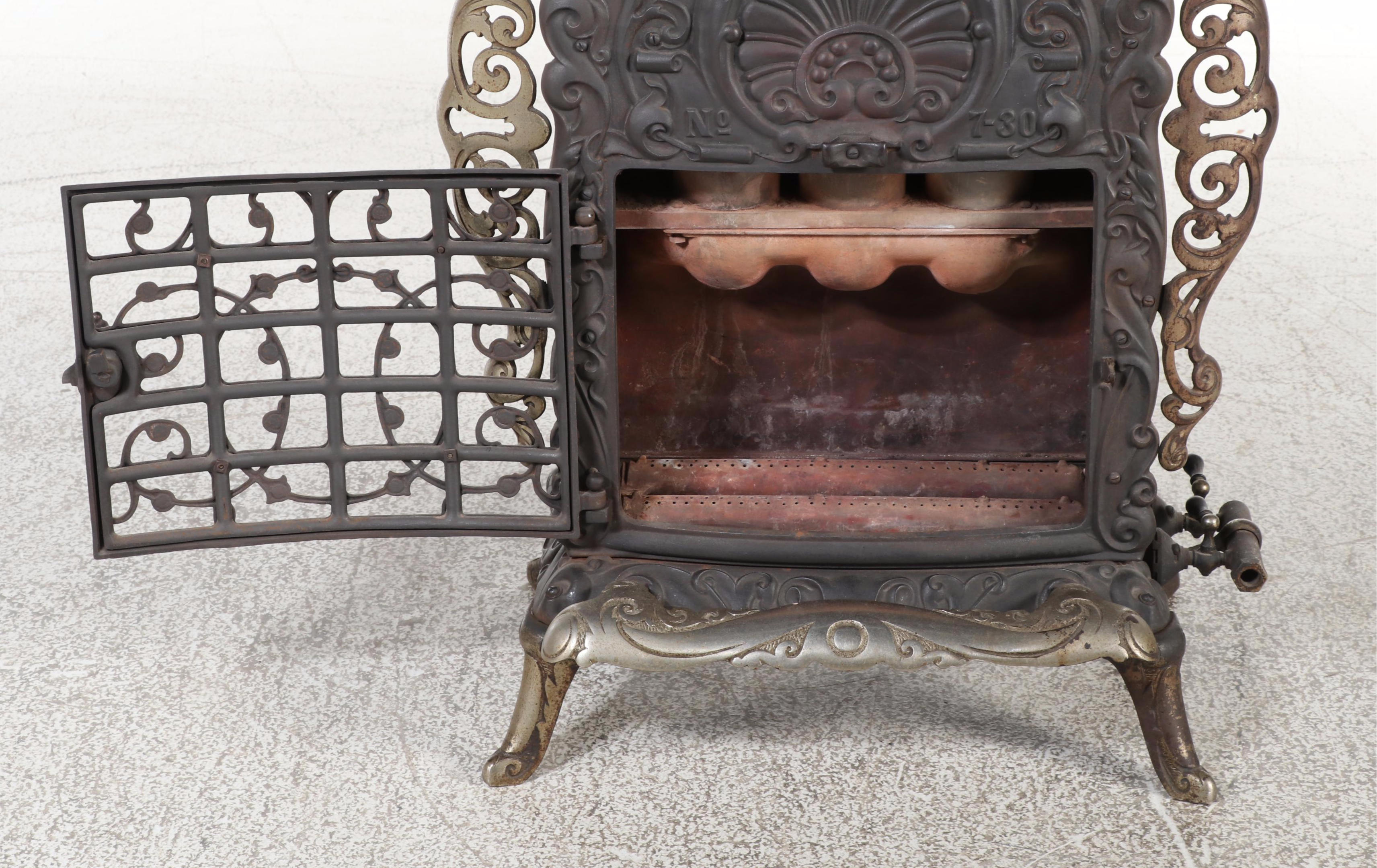 Late Victorian Quad Stove Mfg "Quad" Gas Parlor Heater