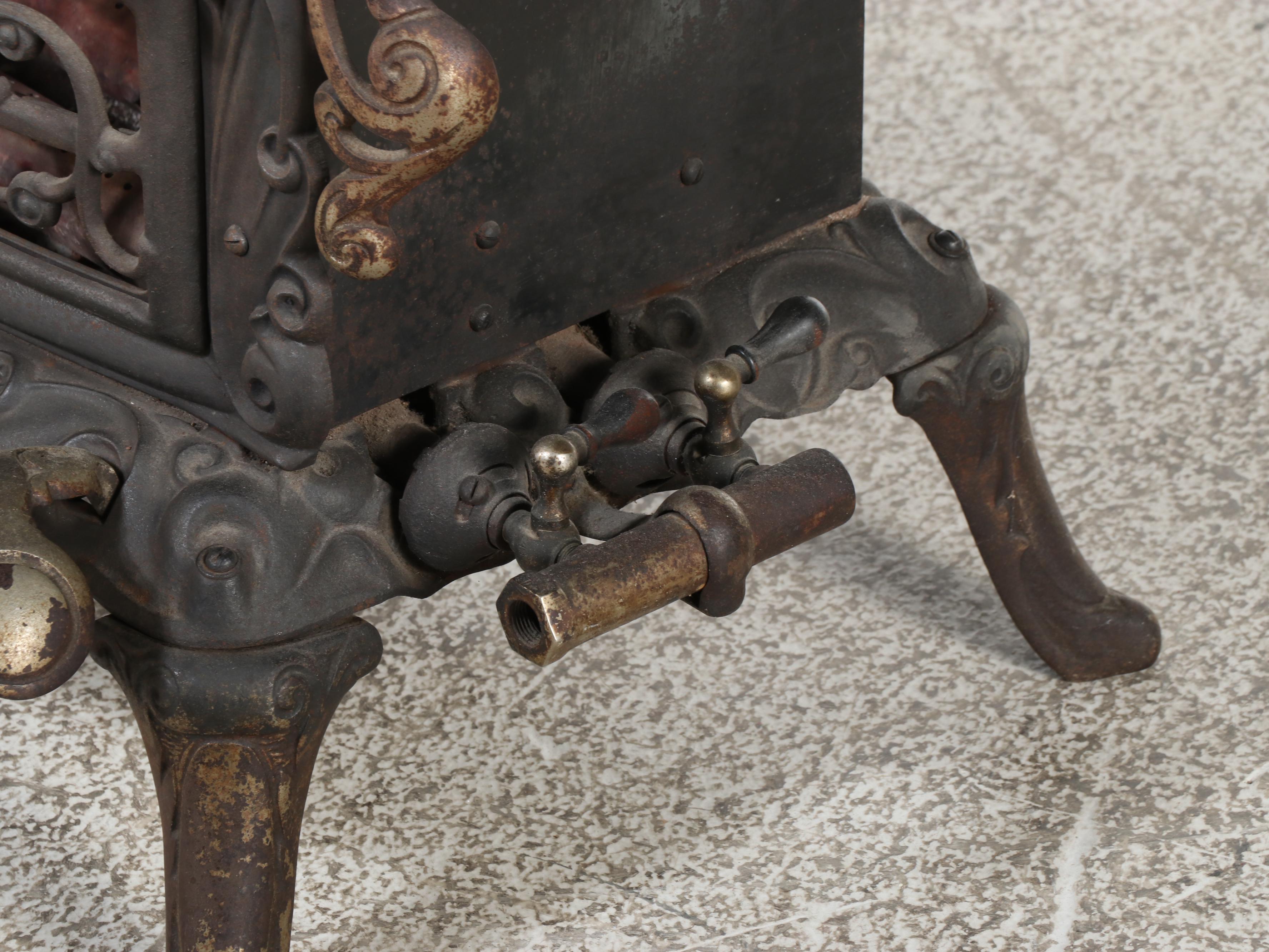 Late Victorian Quad Stove Mfg "Quad" Gas Parlor Heater