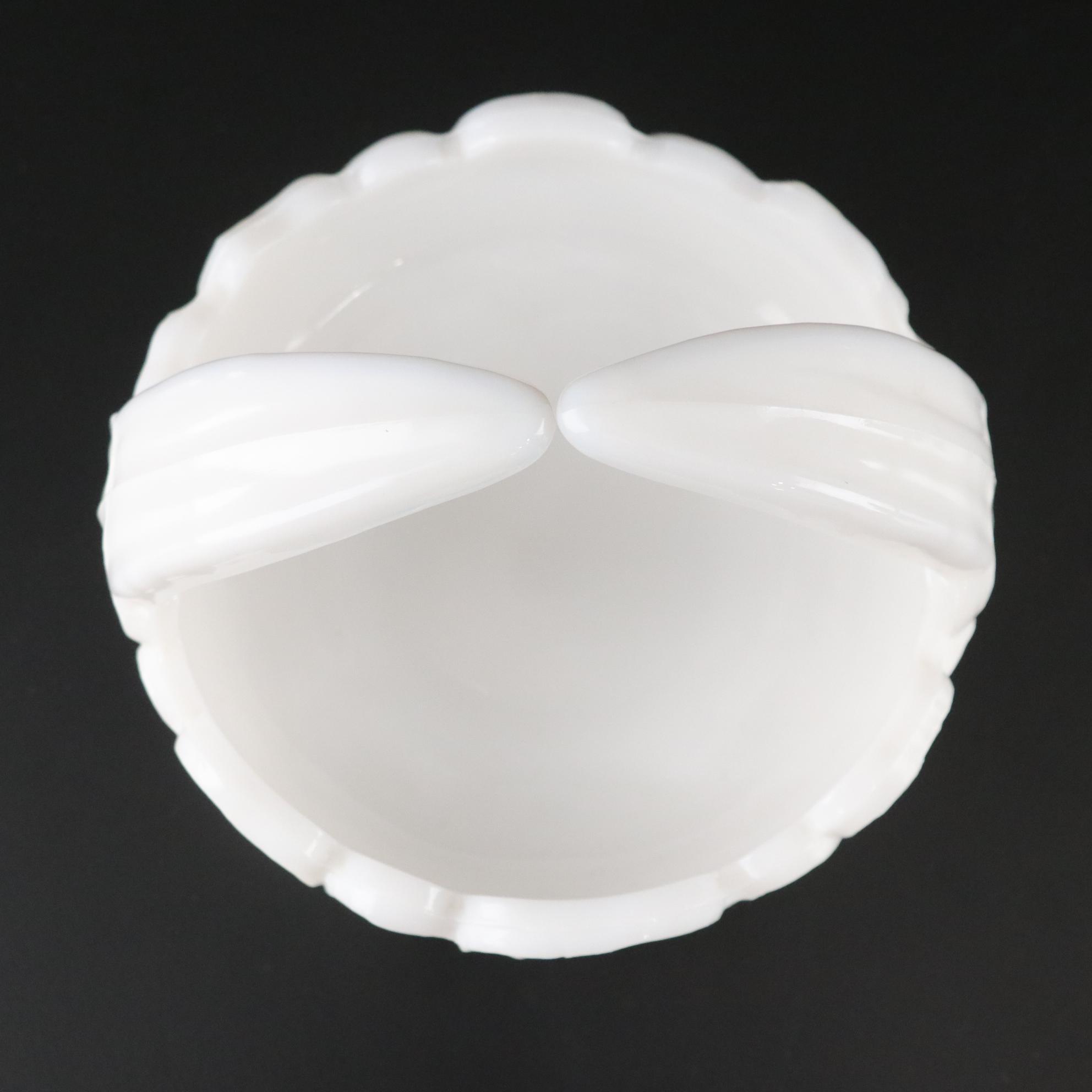 Westmoreland Milk Glass Pansy Basket and Fenton Fairy Lamp and Dresser Jar