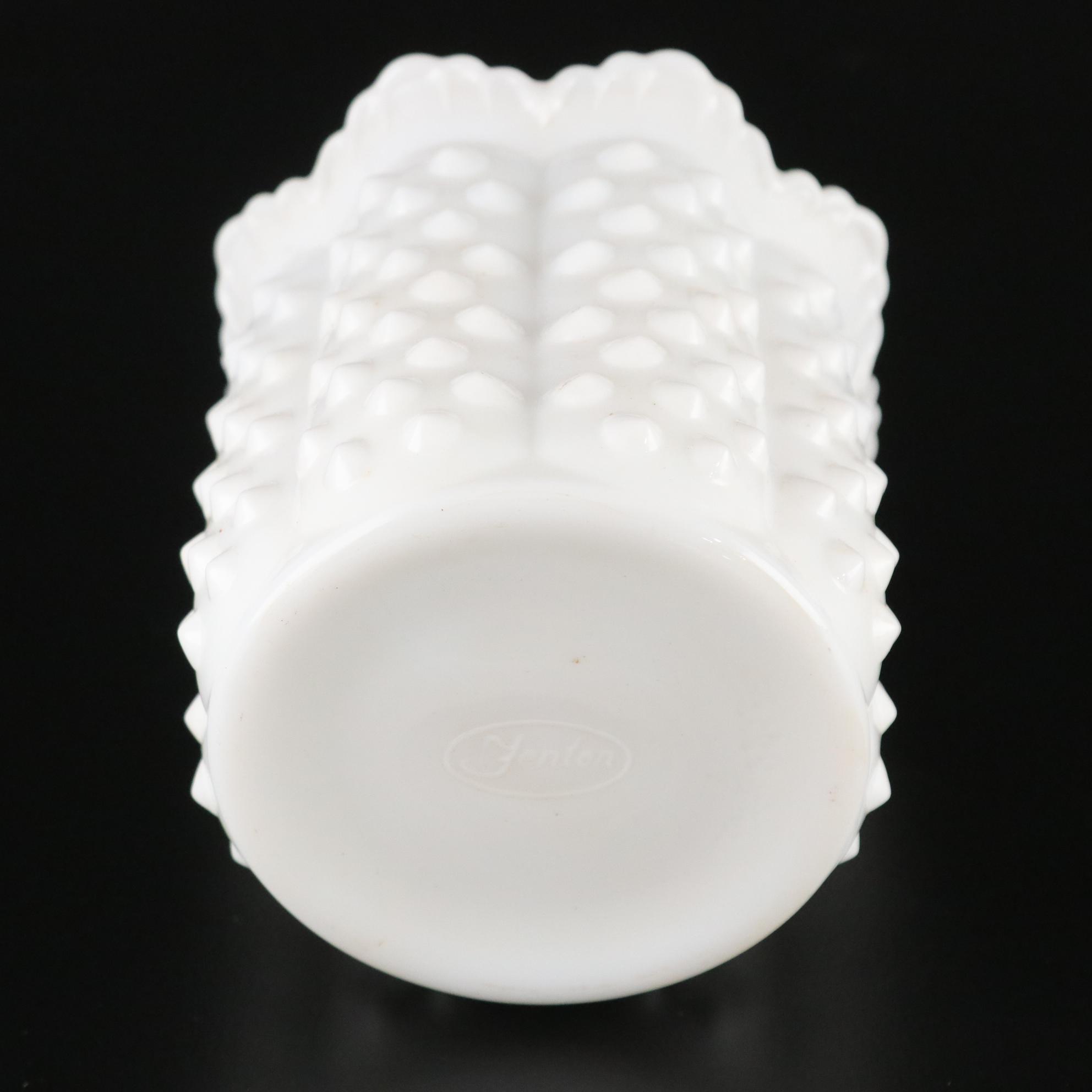 Westmoreland Milk Glass Pansy Basket and Fenton Fairy Lamp and Dresser Jar