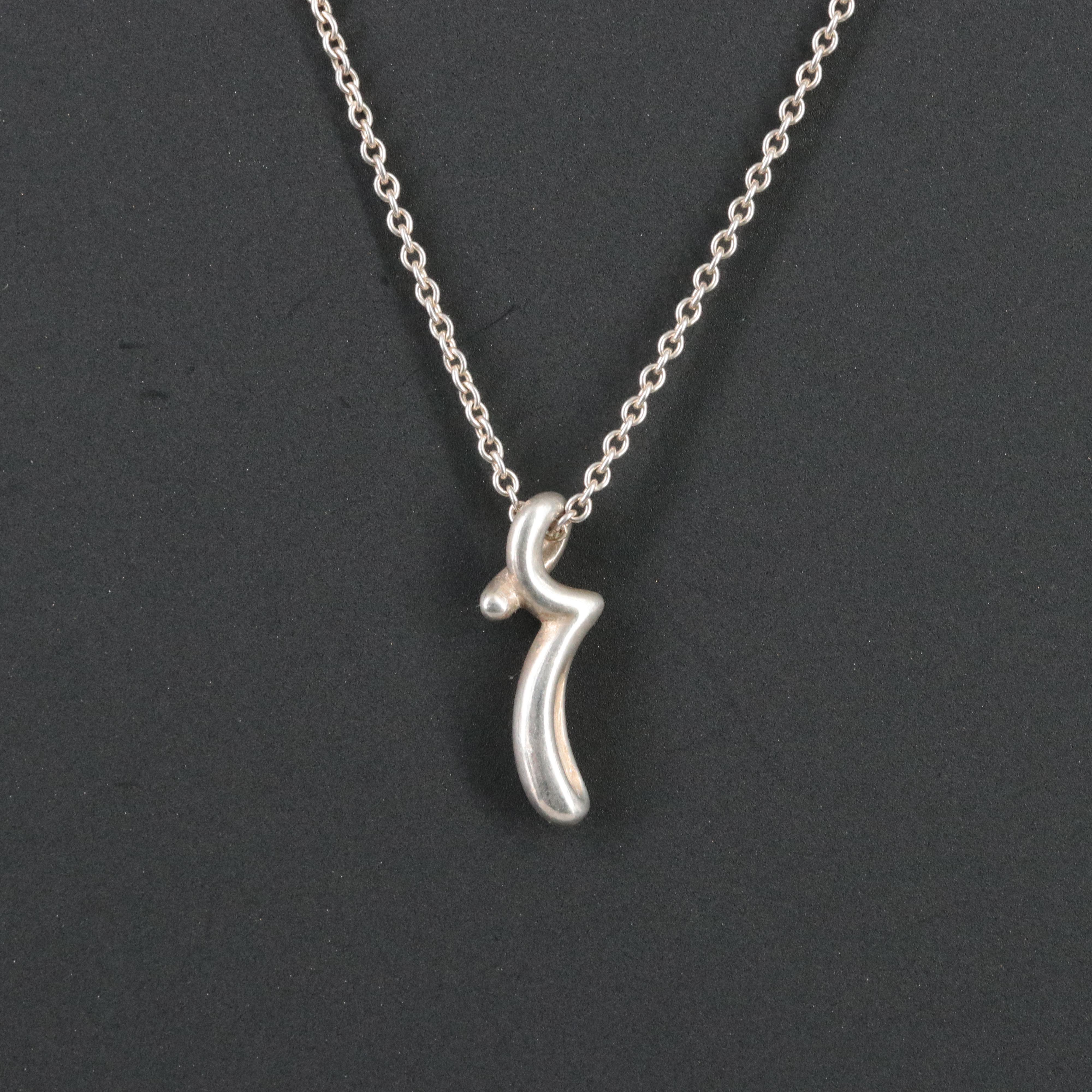 Elsa Peretti for Tiffany & Co. Sterling Alphabet Letter "R" Necklace