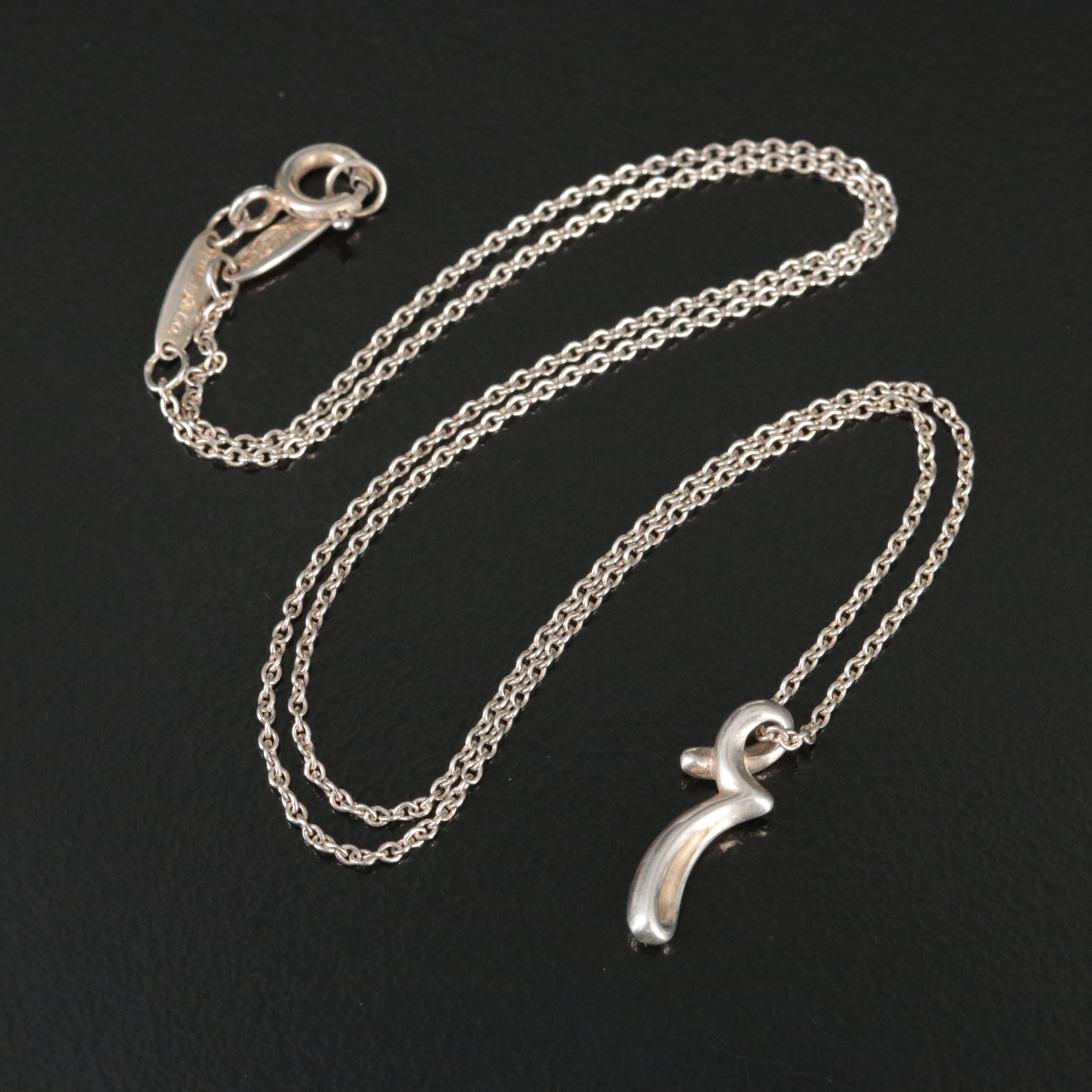 Elsa Peretti for Tiffany & Co. Sterling Alphabet Letter "R" Necklace