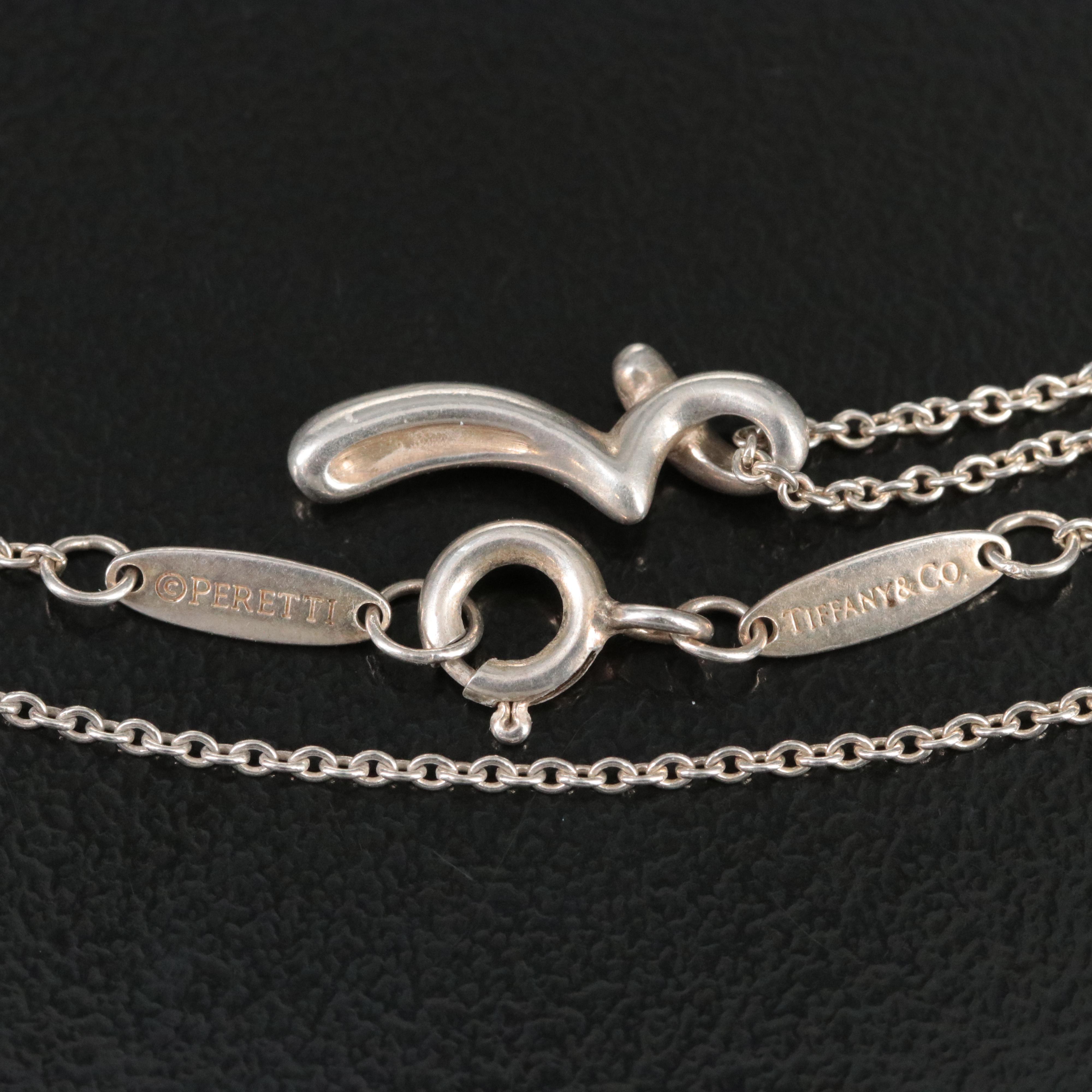 Elsa Peretti for Tiffany & Co. Sterling Alphabet Letter "R" Necklace