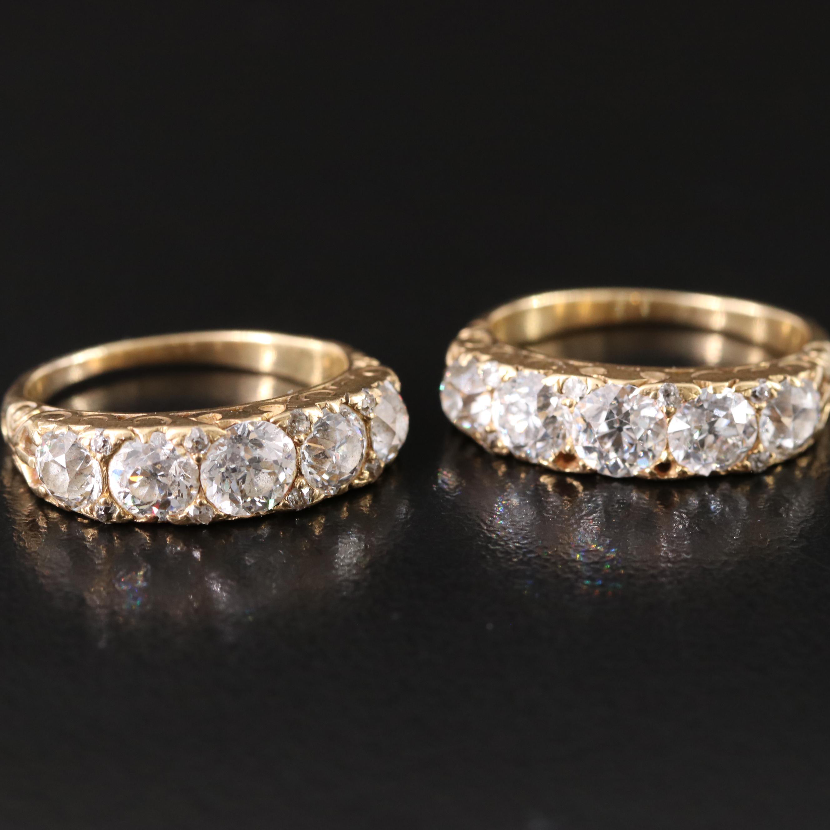 Tiffany & Co. Edwardian 18K Emerald and 4.13 CTW Diamond Three Ring Set