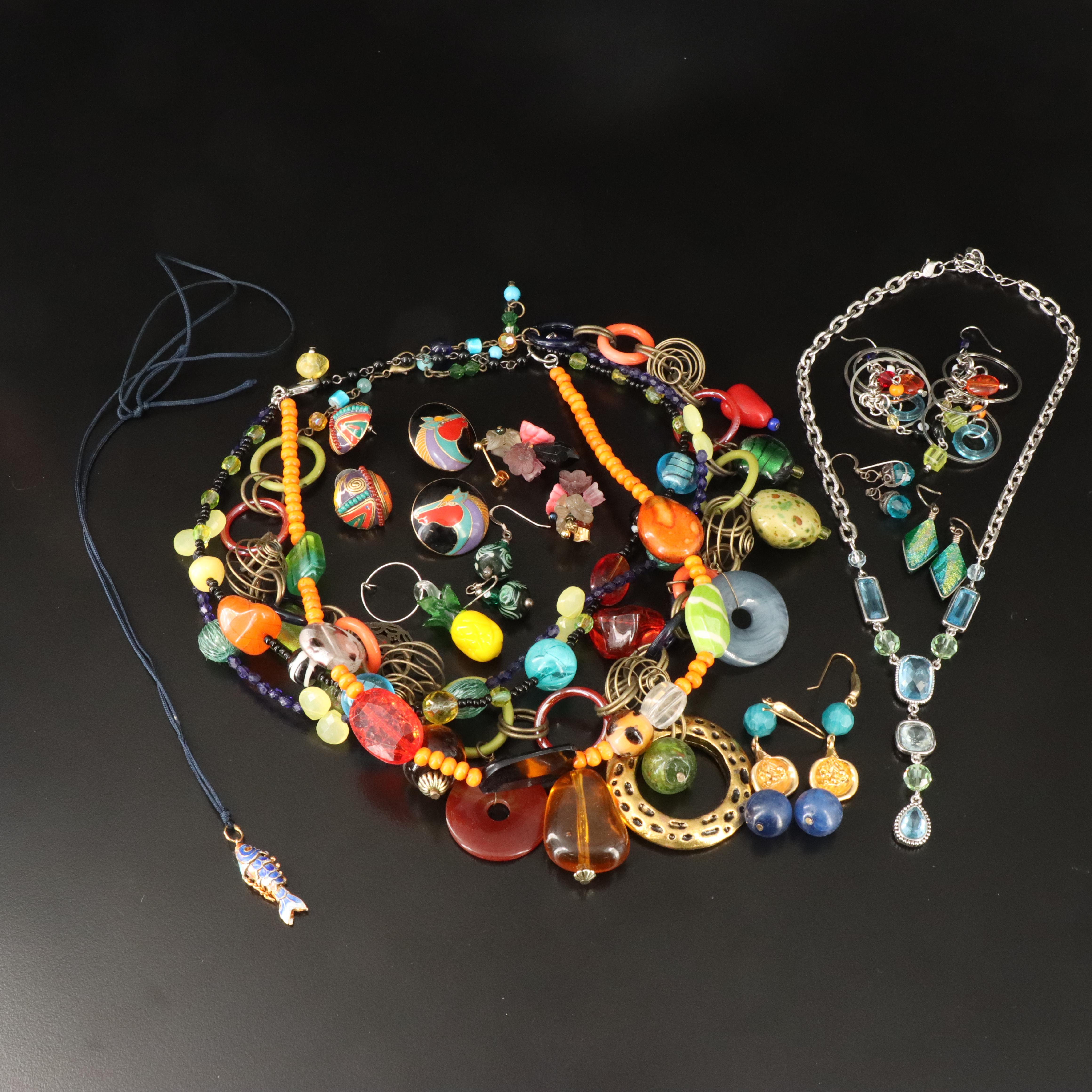 Jewelry Collection Featuring Swarovski, Laurel Burch and Art Glass