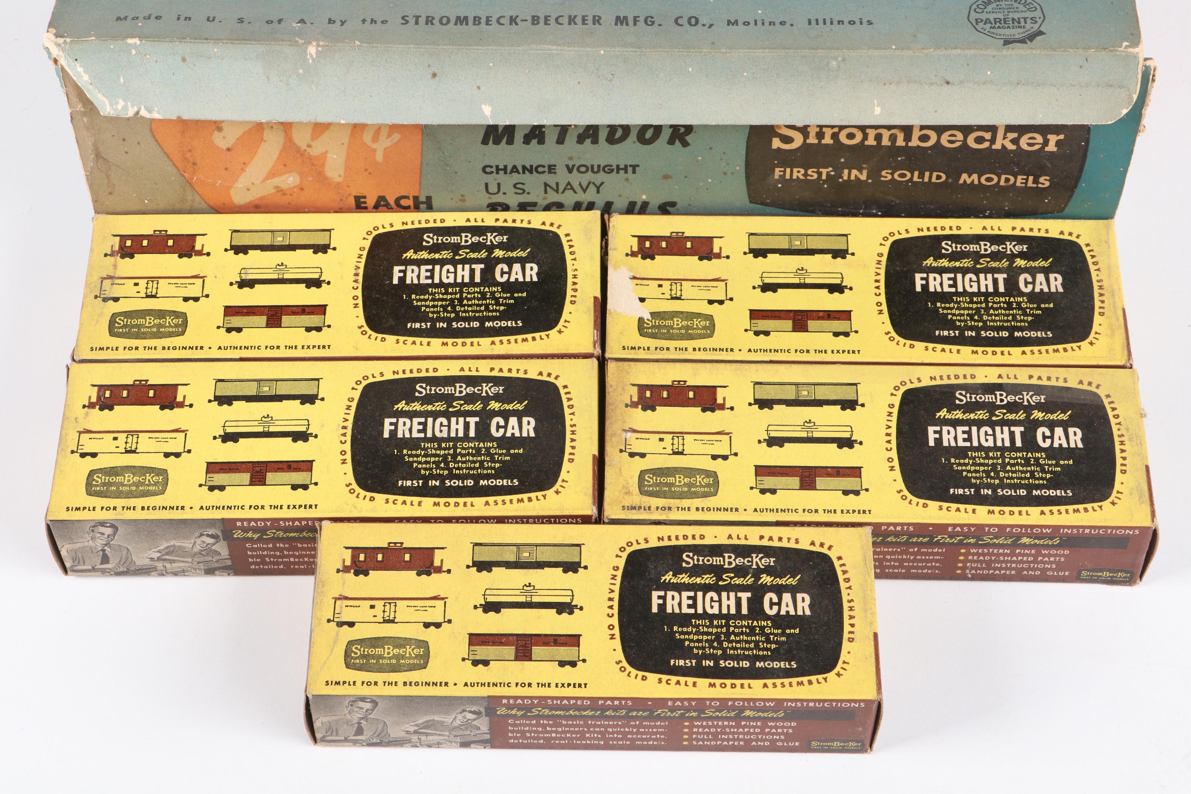Strombecker Guided Missile Model Kits, USAF Matador Kit and Freight Cars