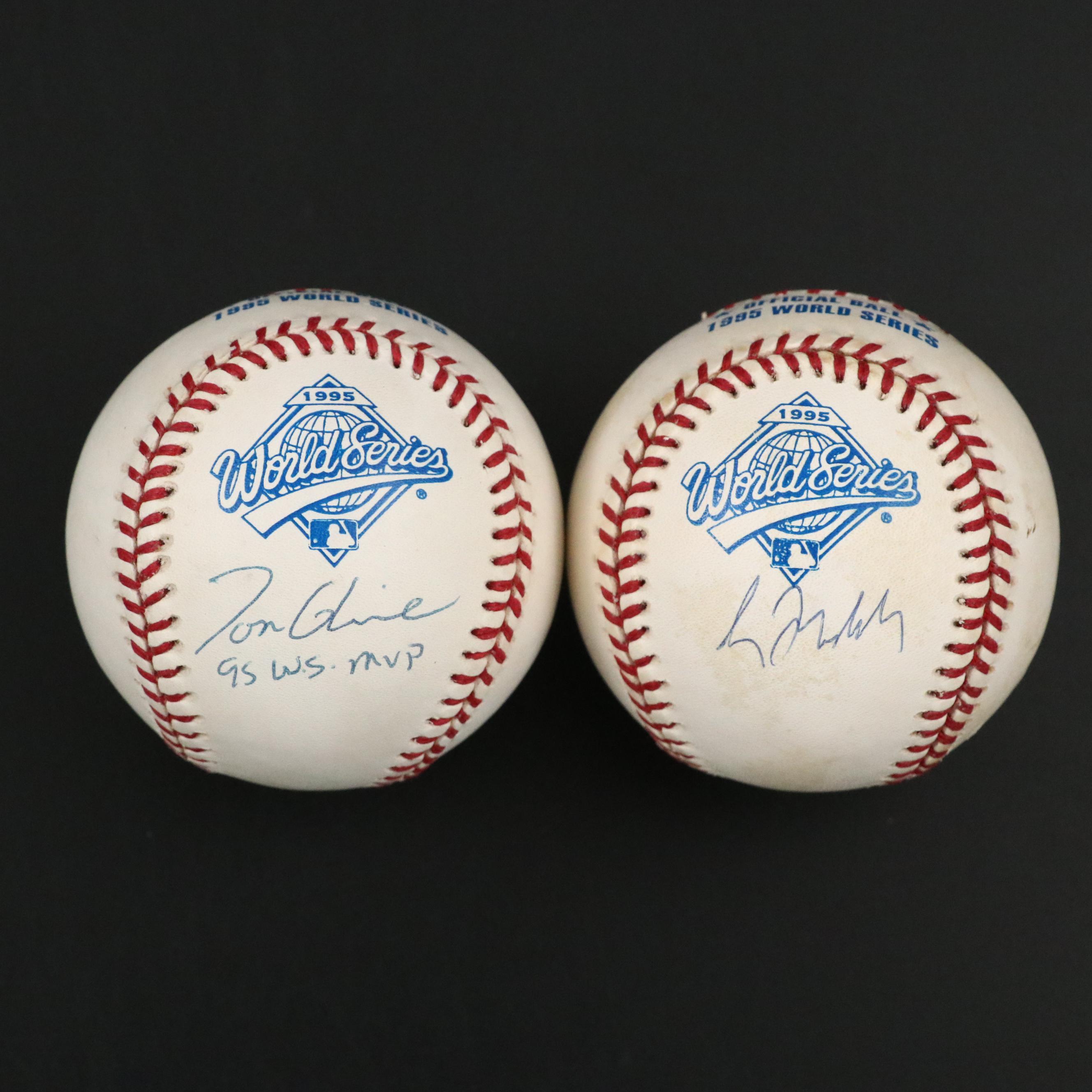 Tom Glavine and Greg Maddux Signed Rawlings 1995 Official World Series Baseballs