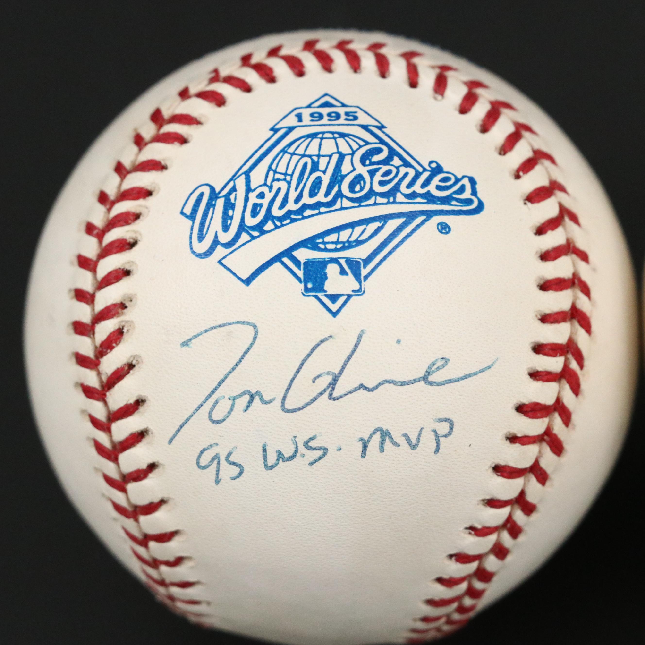 Tom Glavine and Greg Maddux Signed Rawlings 1995 Official World Series Baseballs