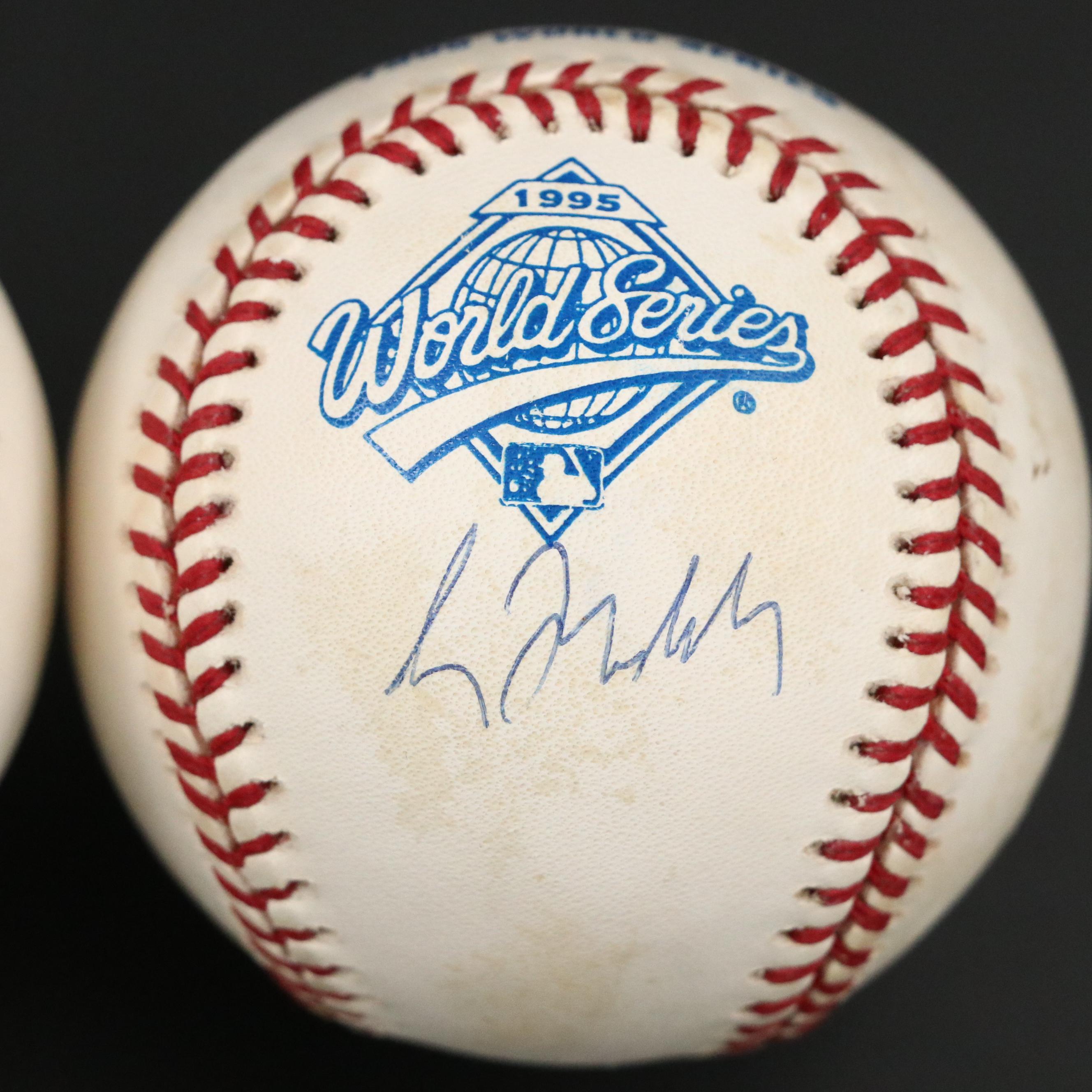 Tom Glavine and Greg Maddux Signed Rawlings 1995 Official World Series Baseballs
