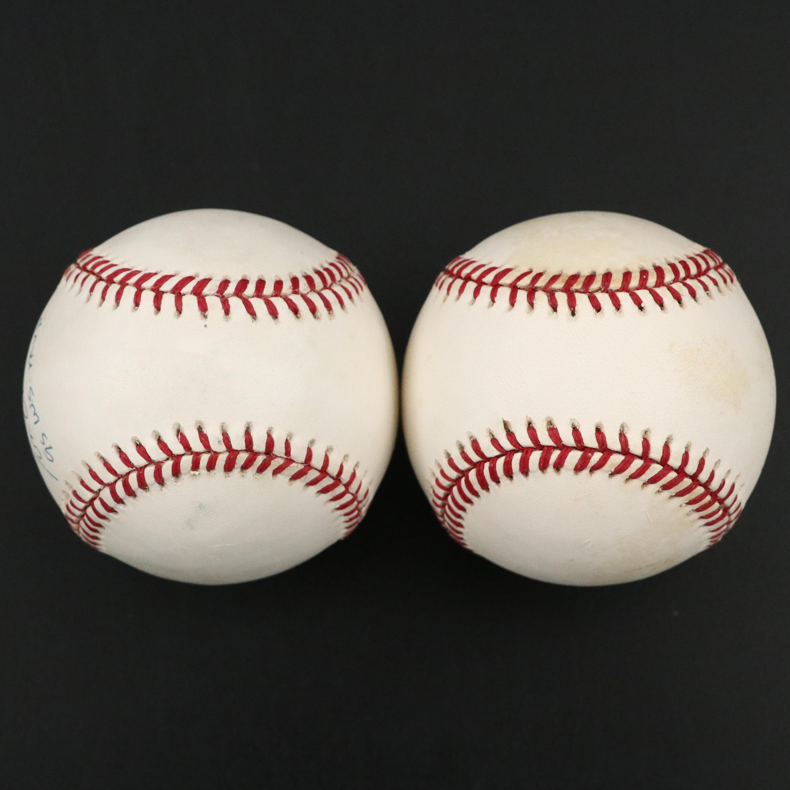 Tom Glavine and Greg Maddux Signed Rawlings 1995 Official World Series Baseballs