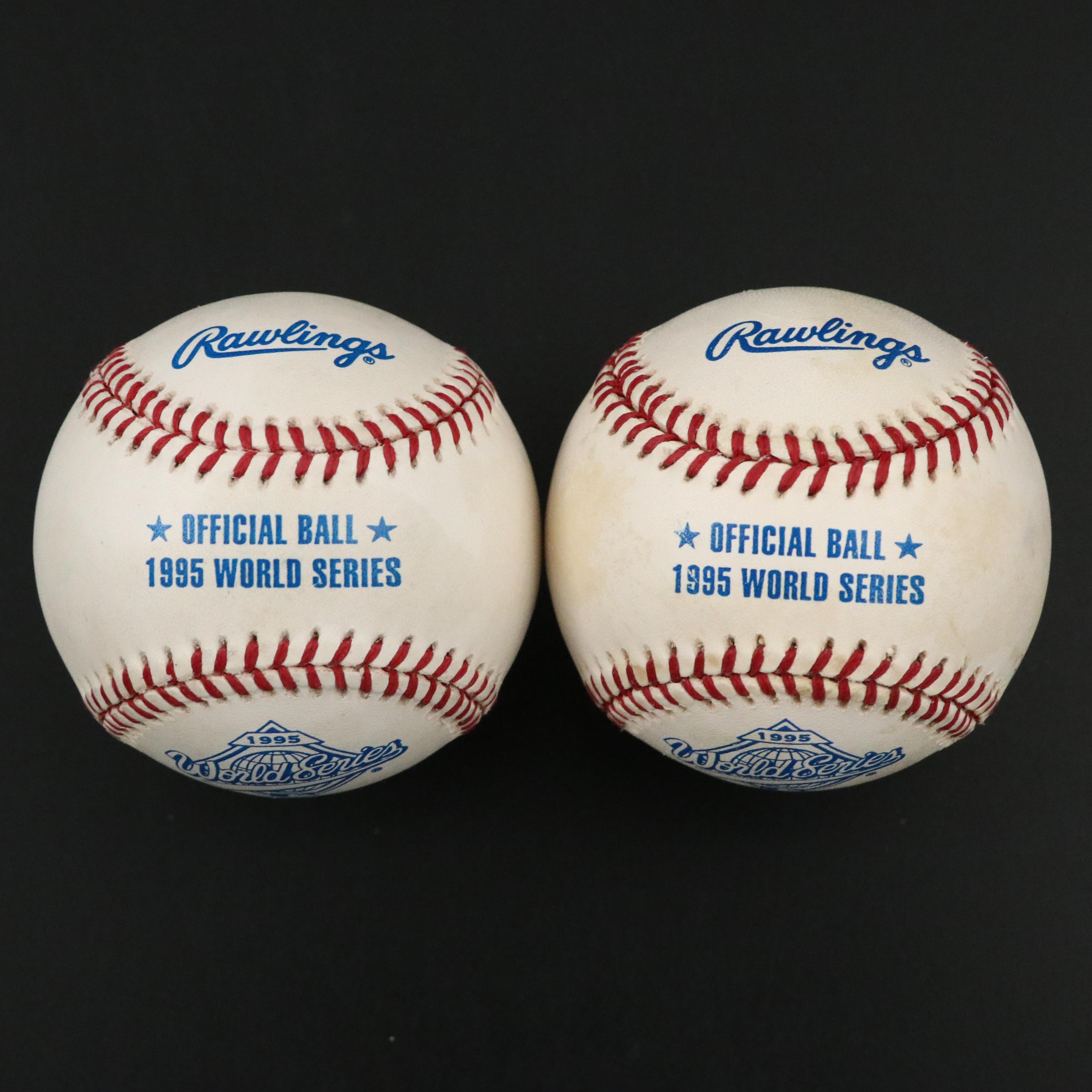 Tom Glavine and Greg Maddux Signed Rawlings 1995 Official World Series Baseballs