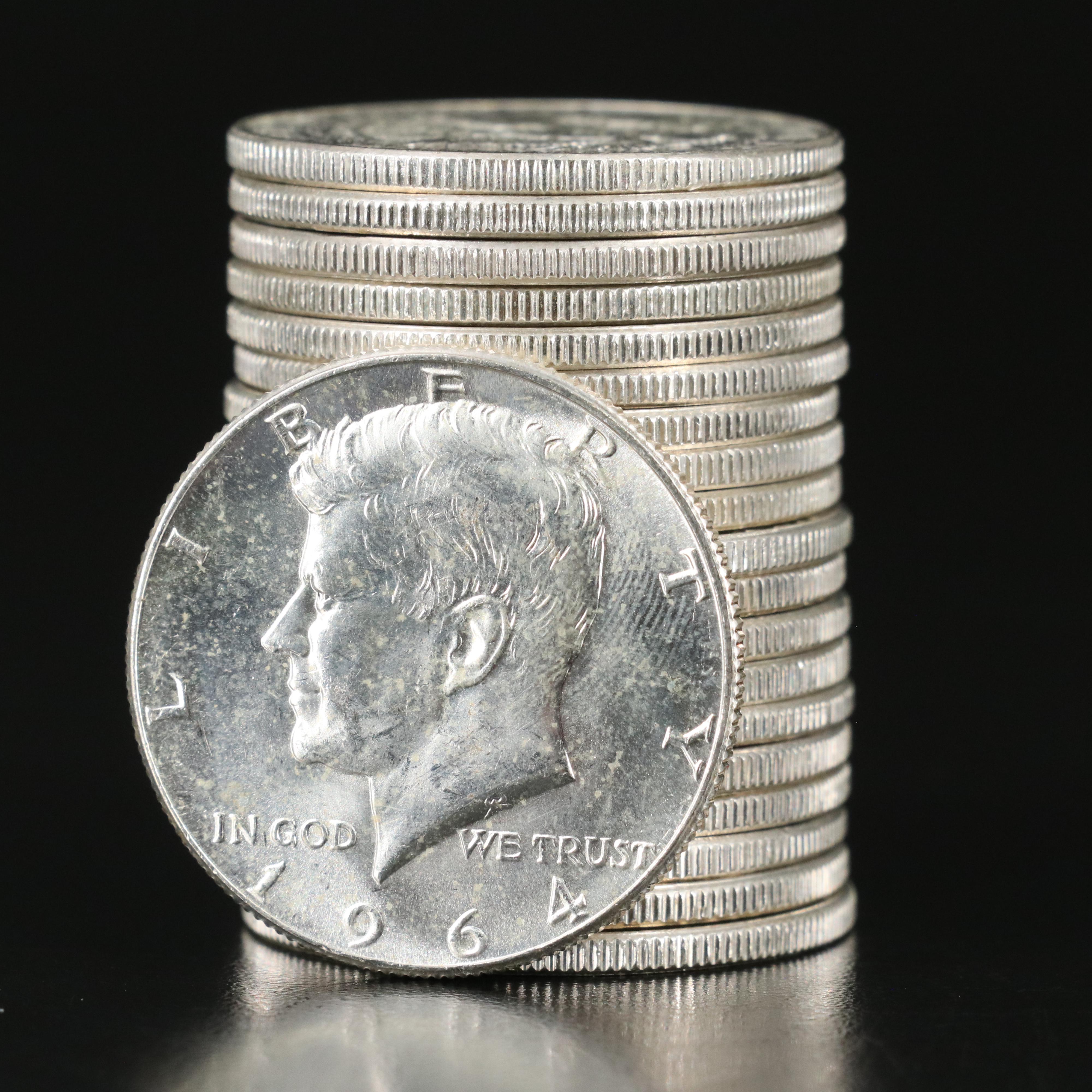 Roll of Twenty 1964 Kennedy Silver Half Dollars