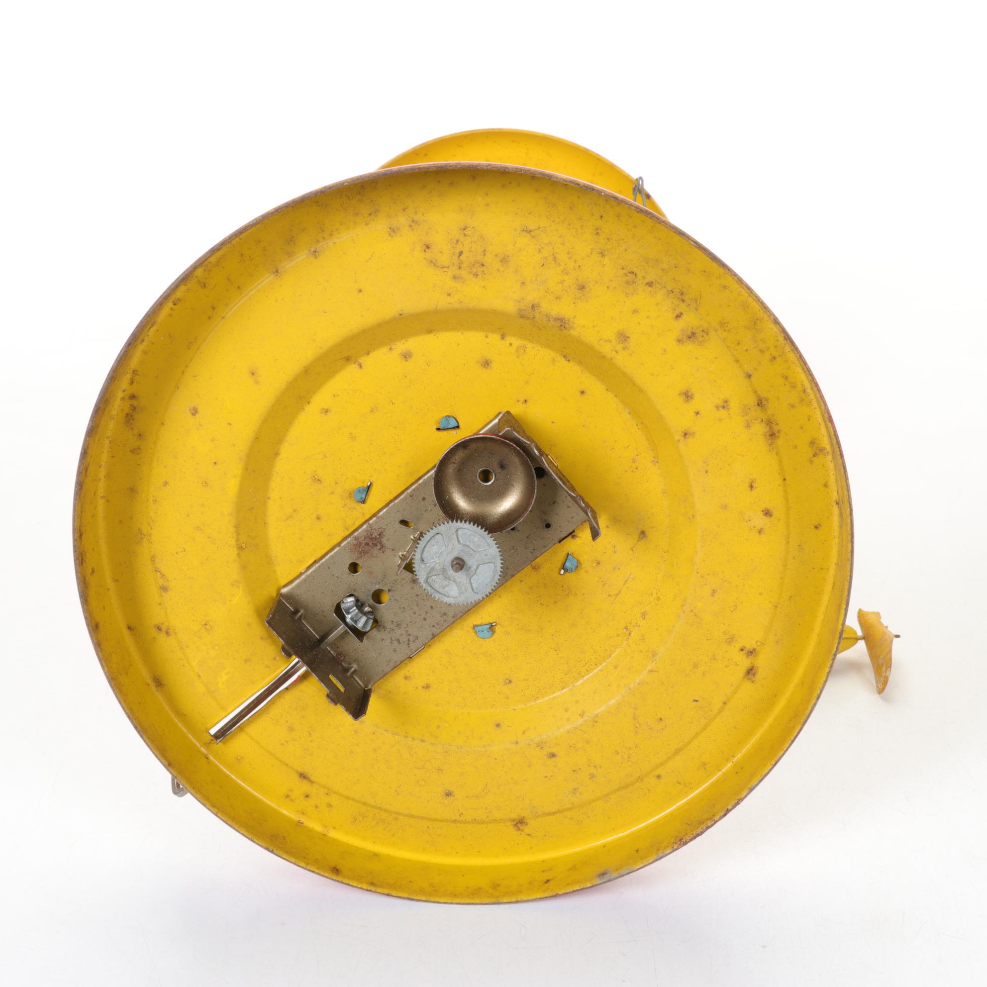 J. Chein "Ride a Rocket" Tin Litho Wind-Up Toy with Two Ohio Art Metal Tops