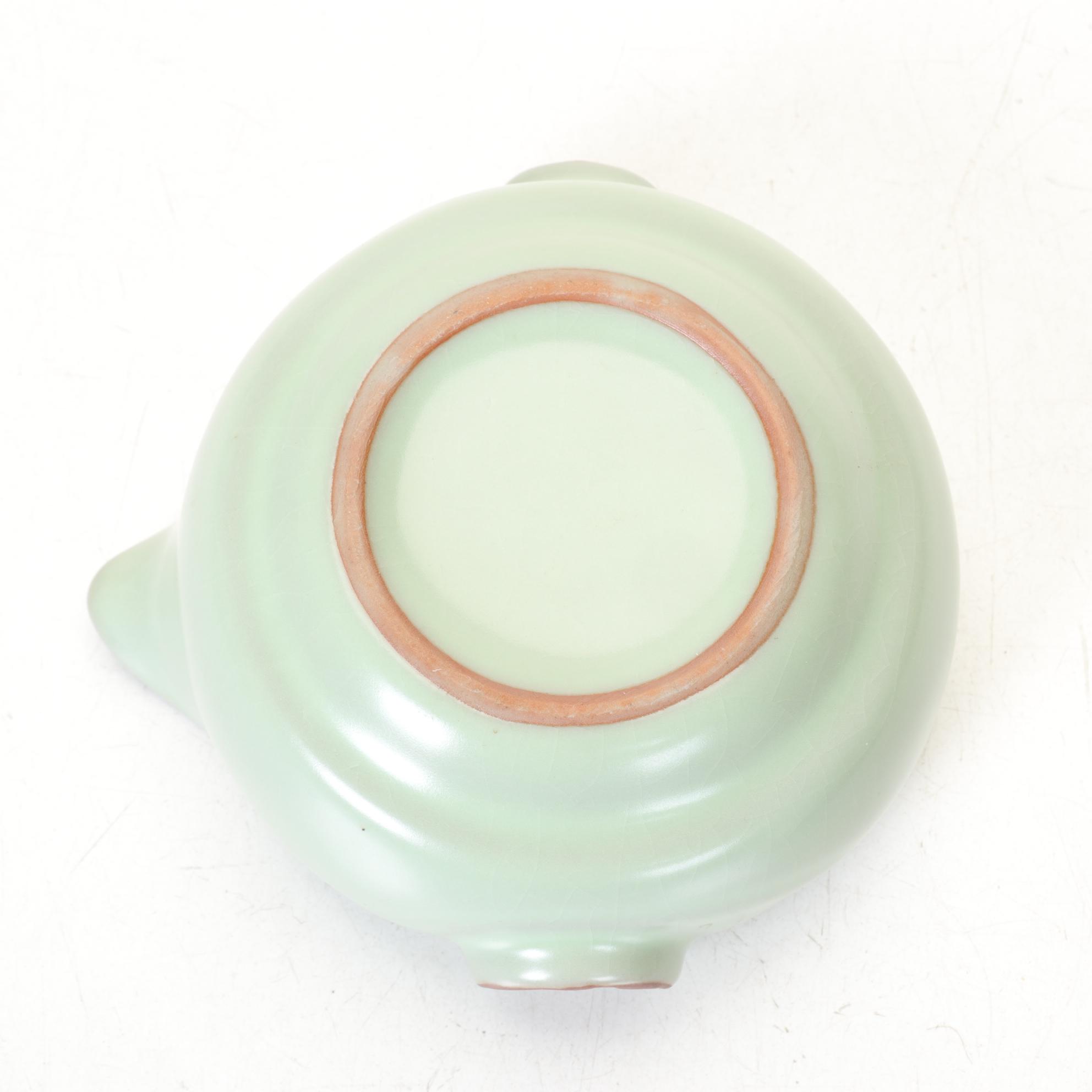 Celadon Koi Fish Tea Set and Pair of Teapots with Bamboo Handles