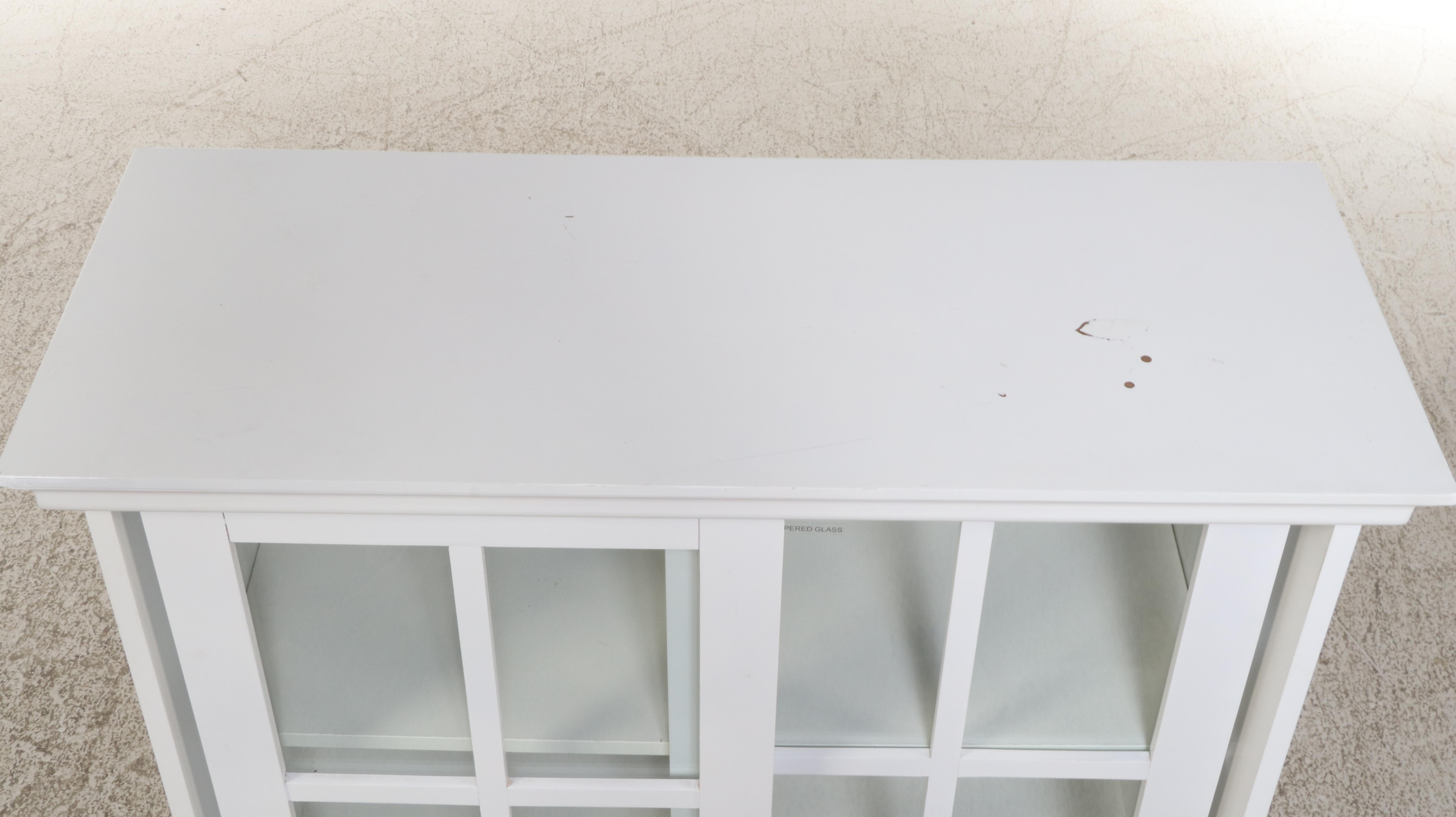 Contemporary White Sliding-Door Bookcase