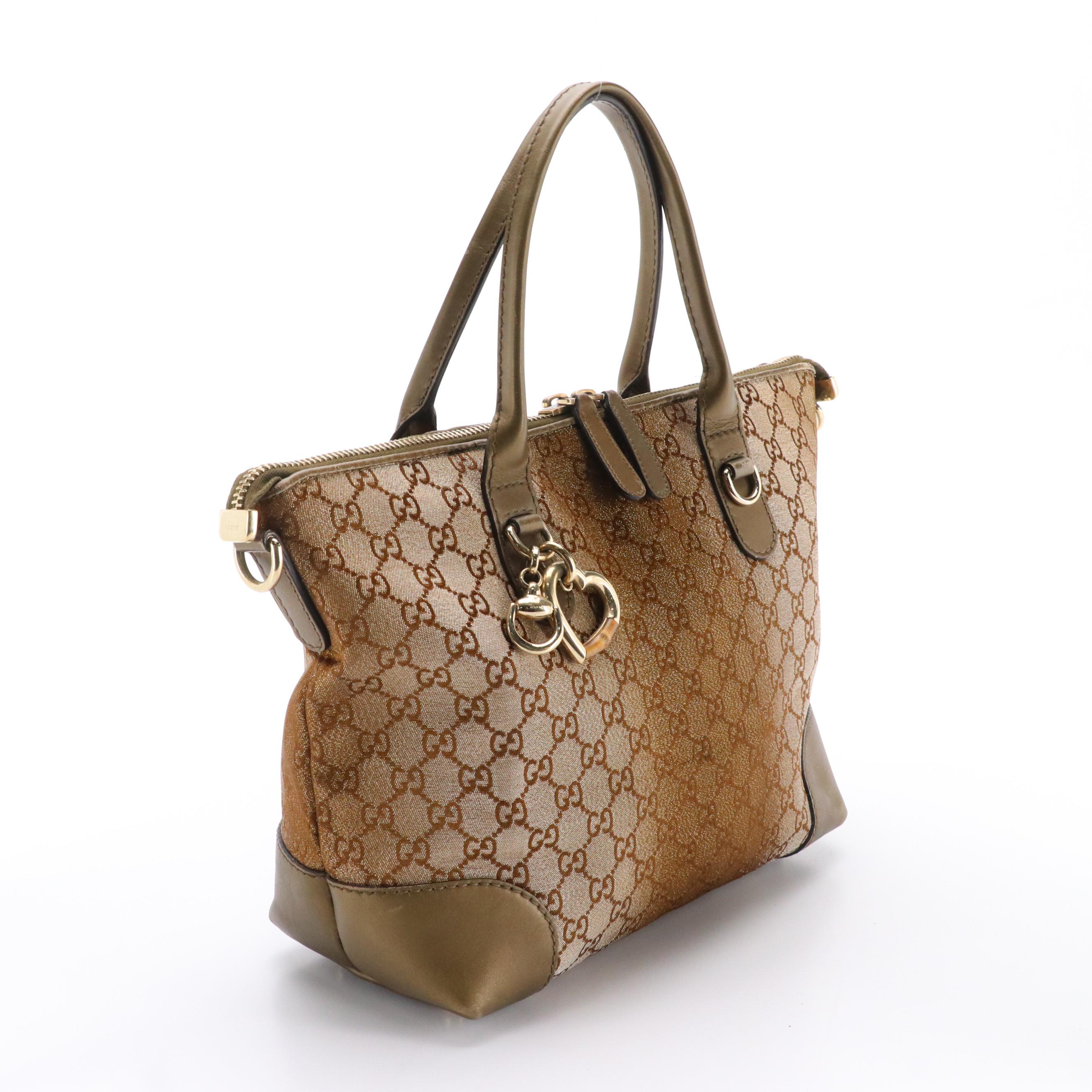 Gucci Heart Bit Charms Tote Bag in GG Lurex Canvas and Metallic Leather