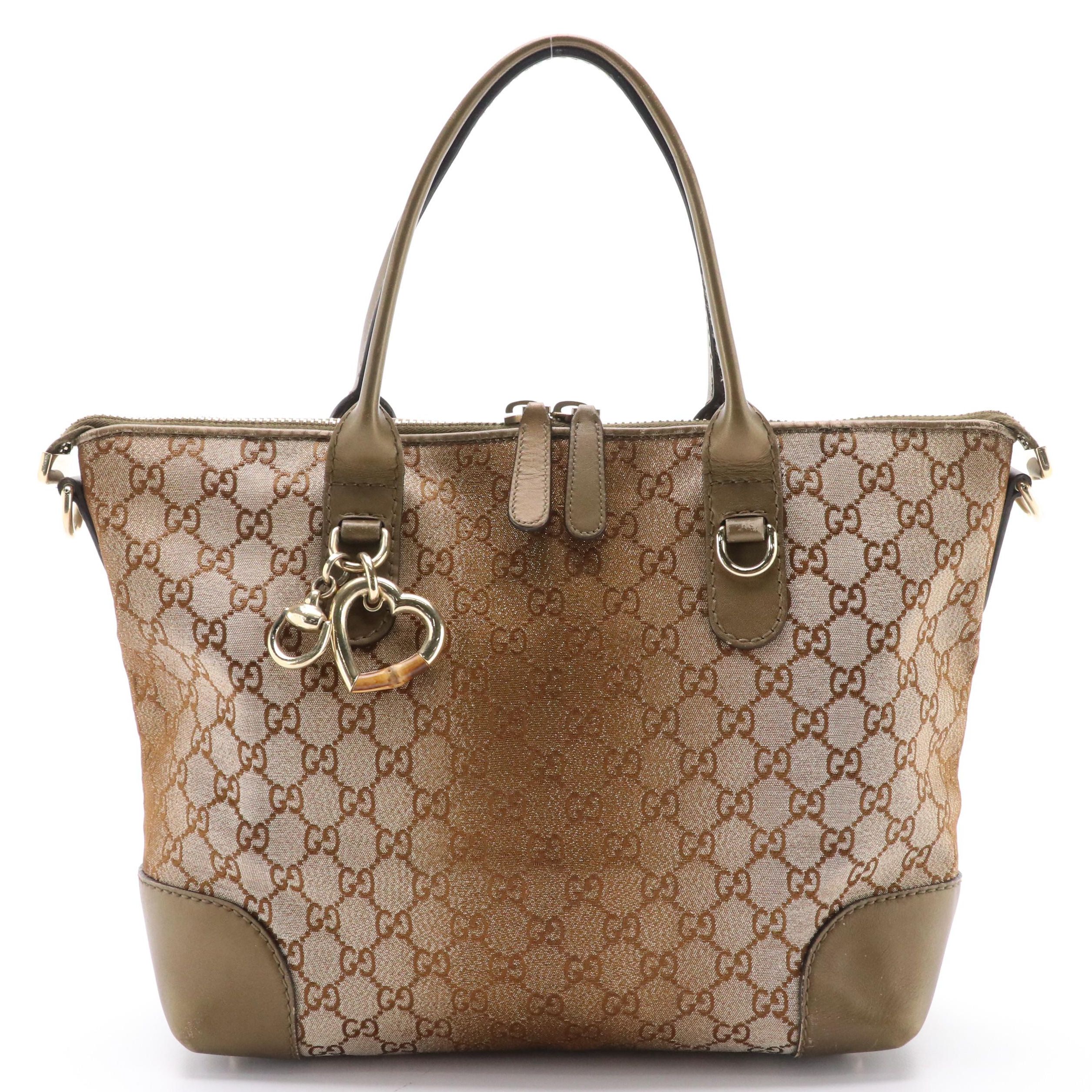 Gucci Heart Bit Charms Tote Bag in GG Lurex Canvas and Metallic Leather
