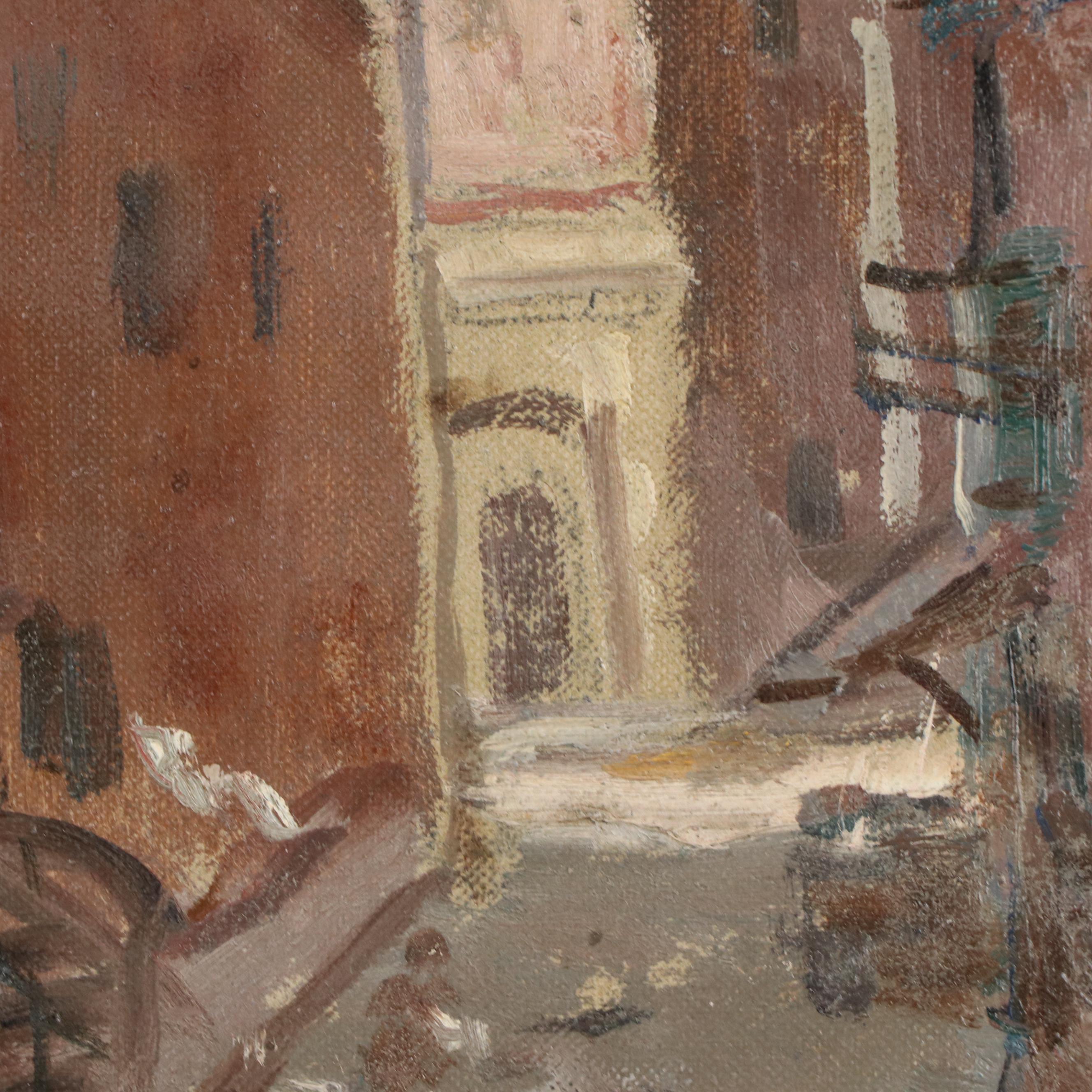 Henry Ensel Oil Painting "Street Scene," 1960