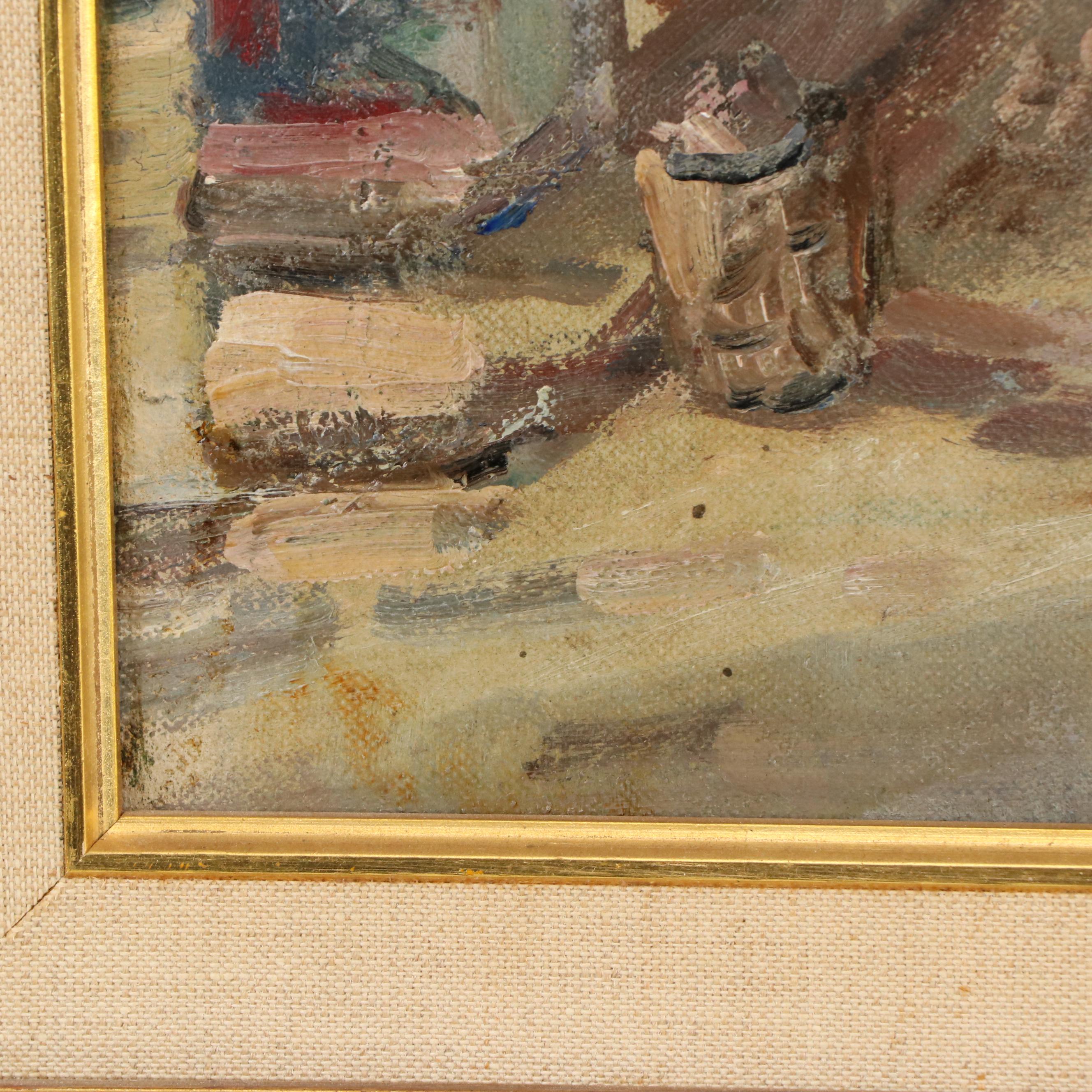 Henry Ensel Oil Painting "Street Scene," 1960