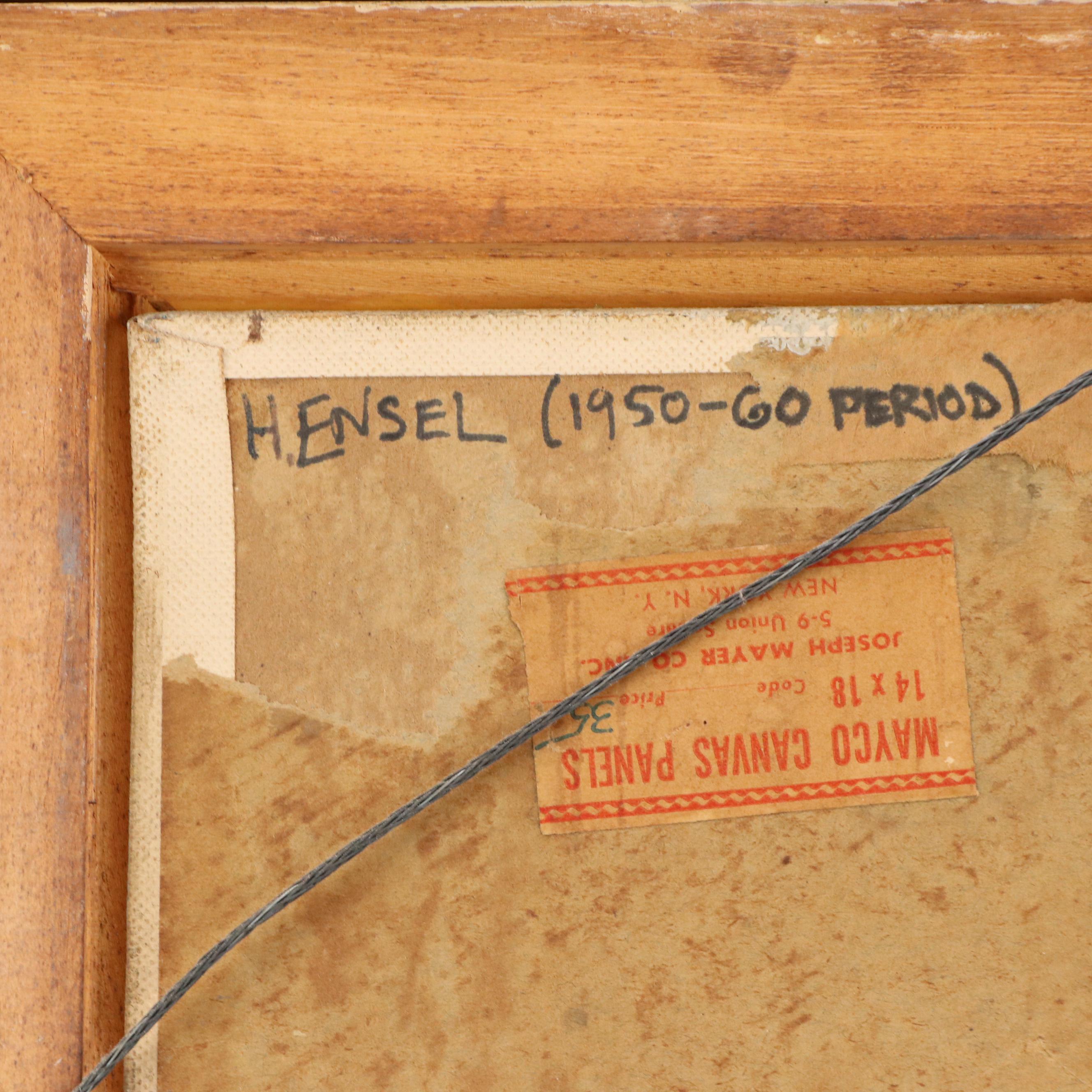 Henry Ensel Oil Painting "Street Scene," 1960