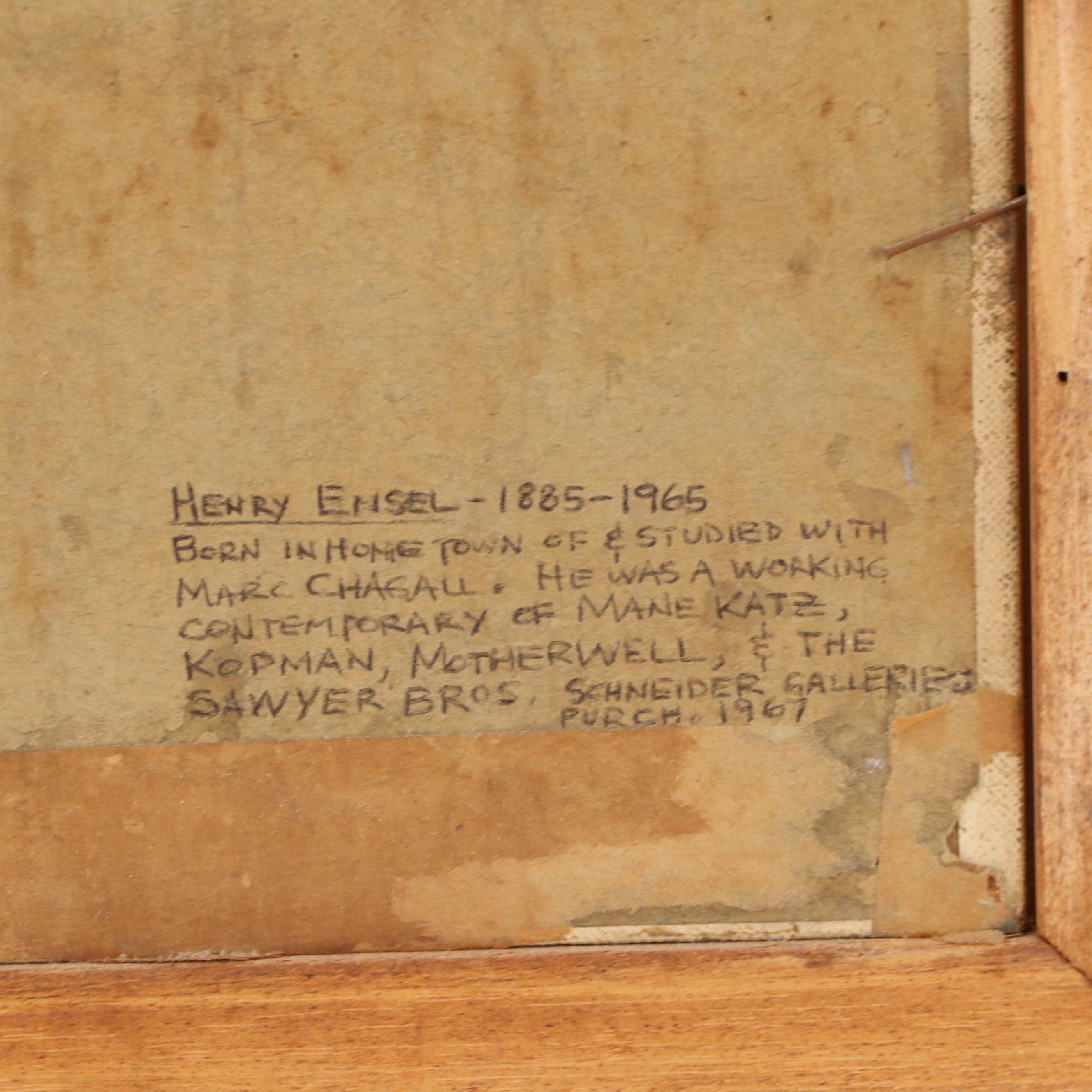 Henry Ensel Oil Painting "Street Scene," 1960