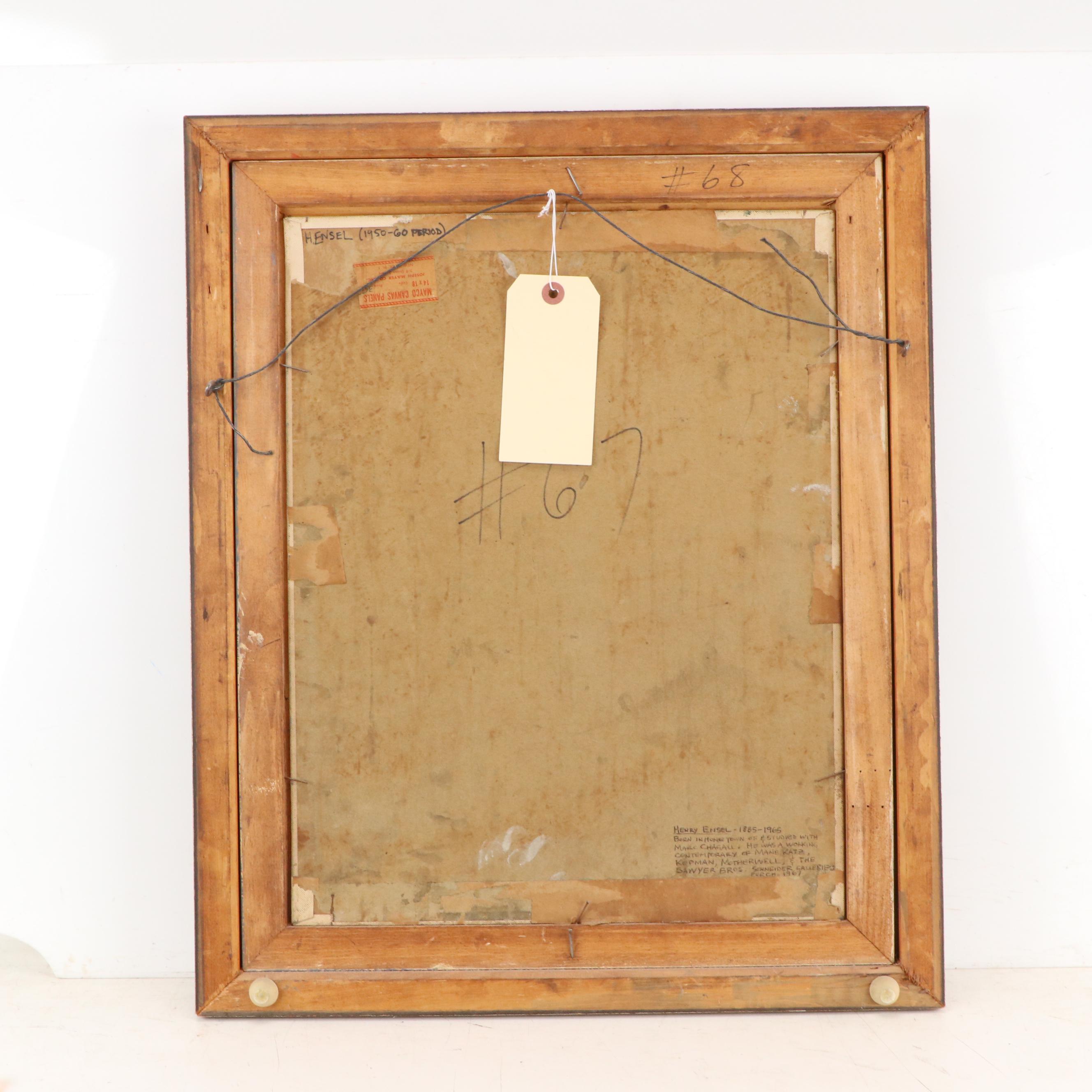 Henry Ensel Oil Painting "Street Scene," 1960