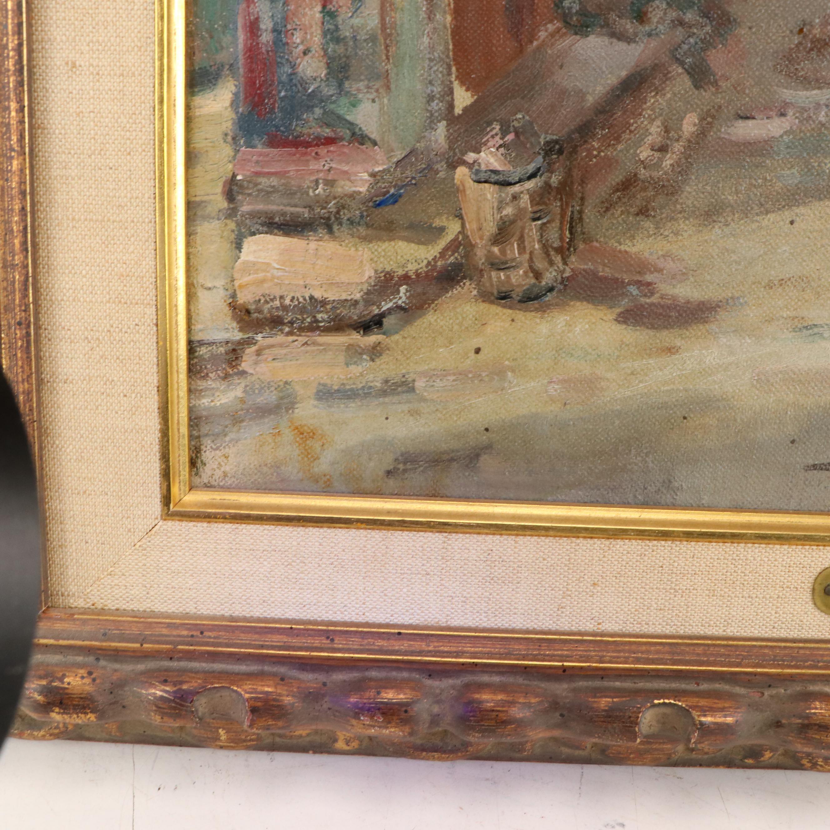 Henry Ensel Oil Painting "Street Scene," 1960