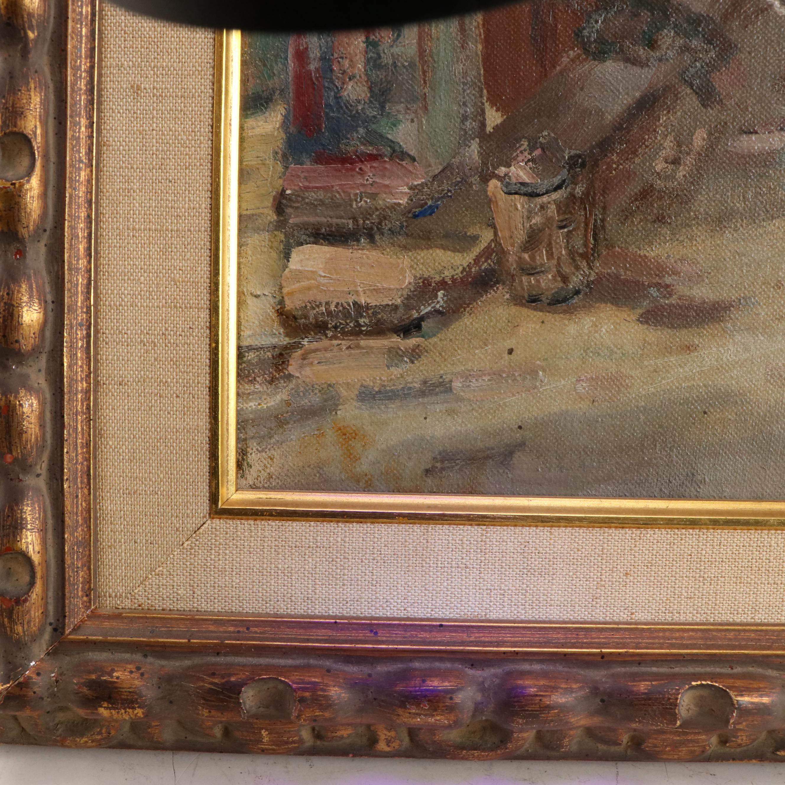 Henry Ensel Oil Painting "Street Scene," 1960