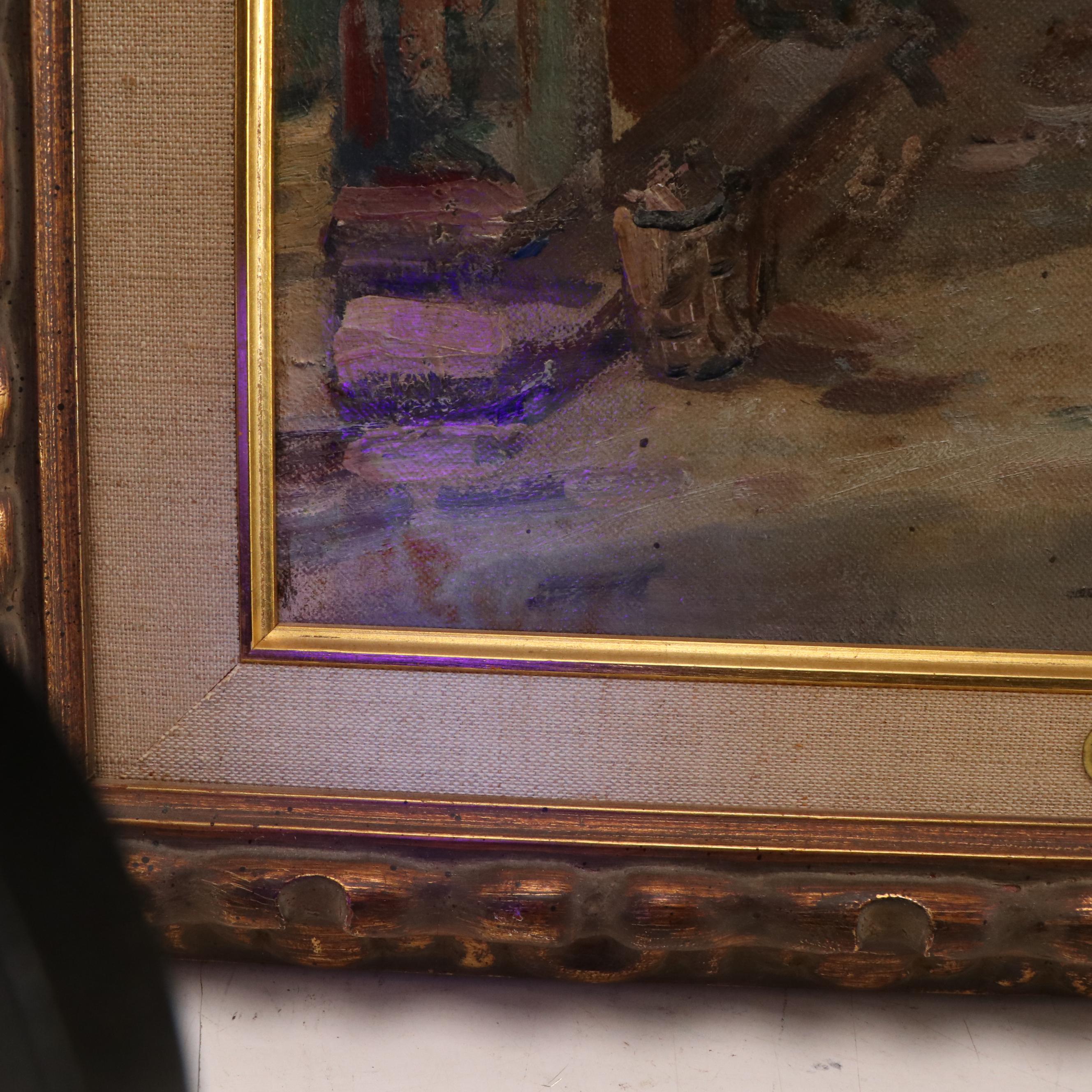 Henry Ensel Oil Painting "Street Scene," 1960