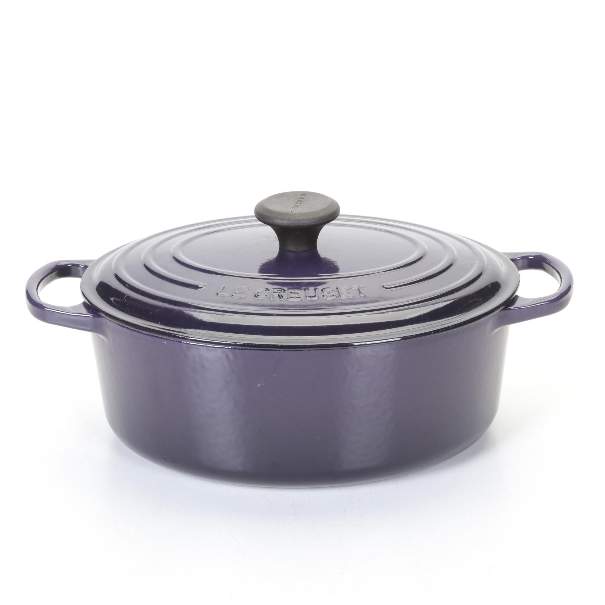Le Creuset Purple Enameled Cast Iron Oval Dutch Oven and Lid