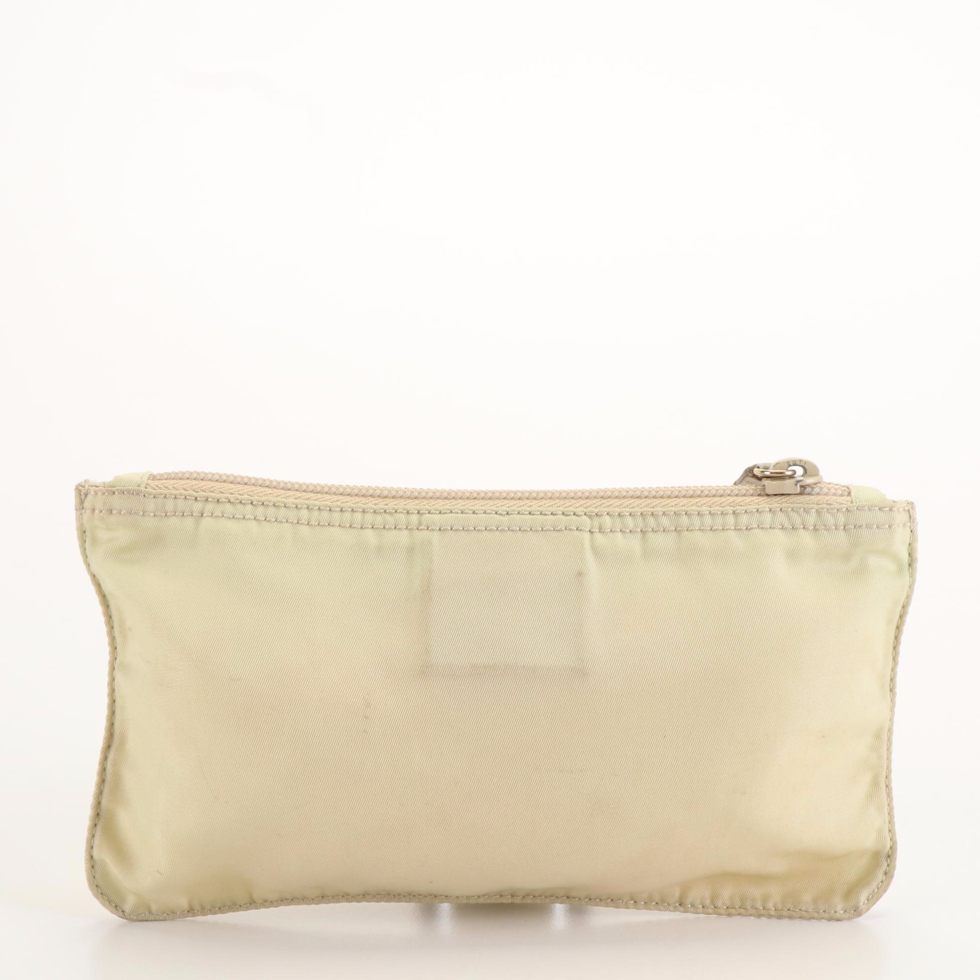 Prada Triangle Logo Cosmetic Bag in Ivory Nylon