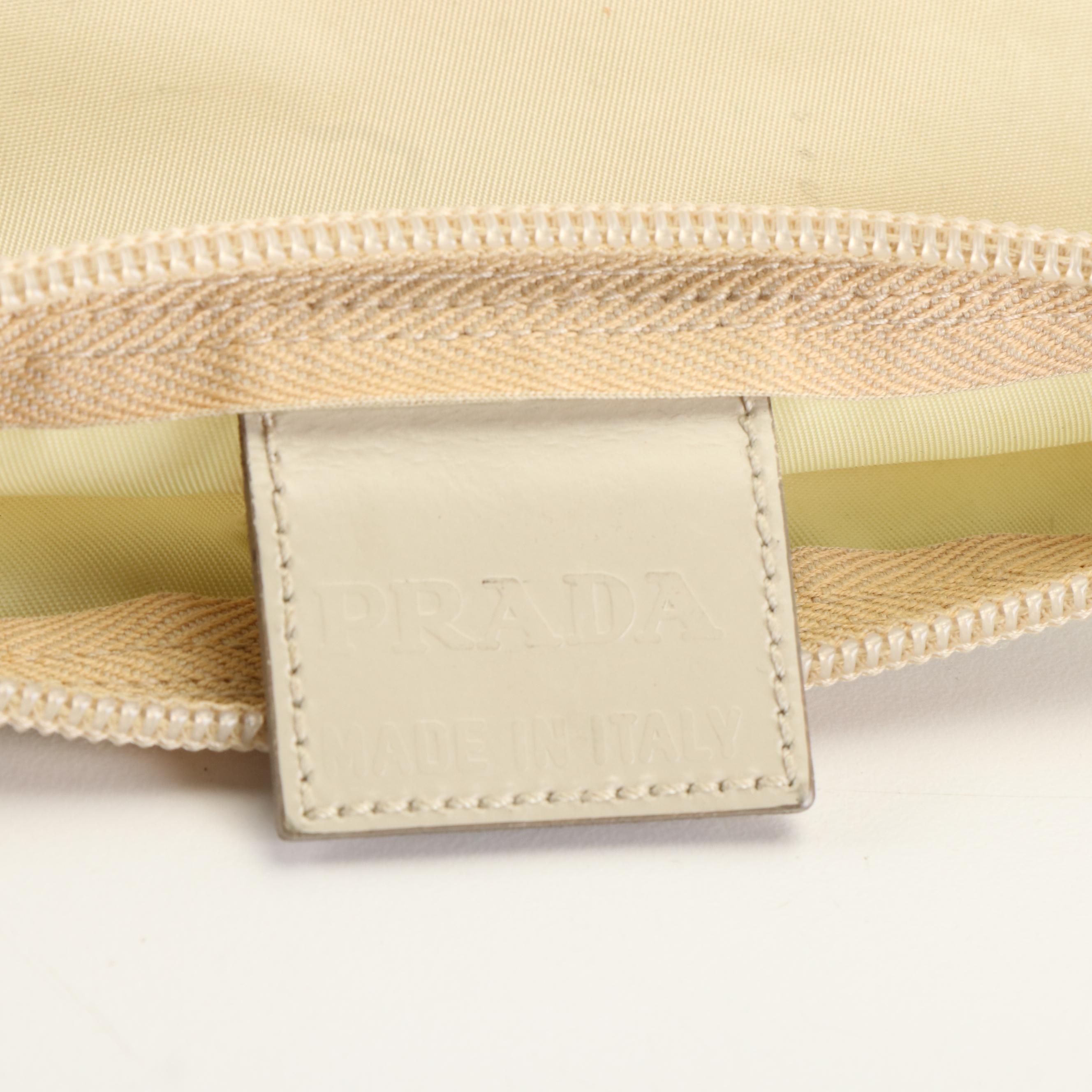 Prada Triangle Logo Cosmetic Bag in Ivory Nylon
