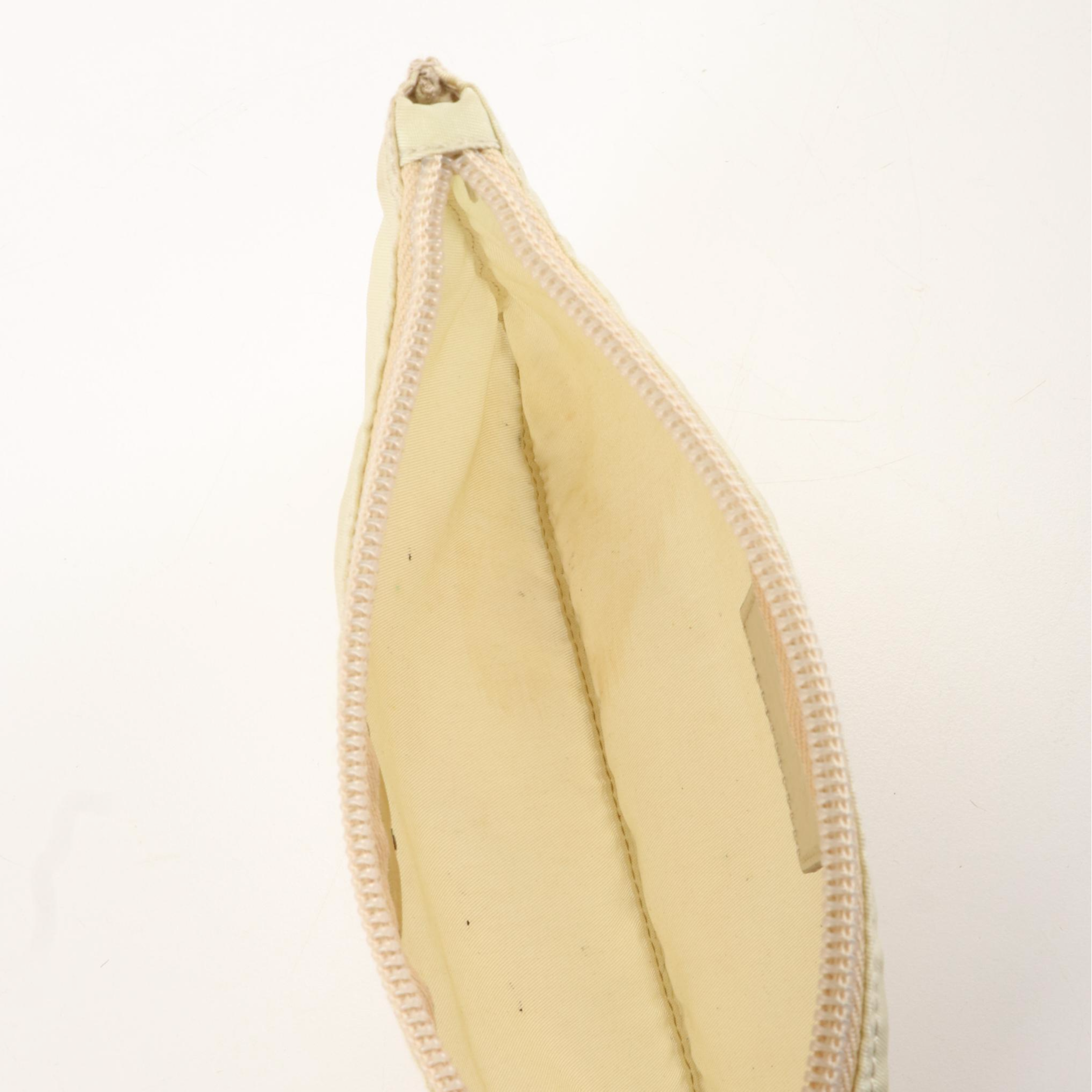 Prada Triangle Logo Cosmetic Bag in Ivory Nylon