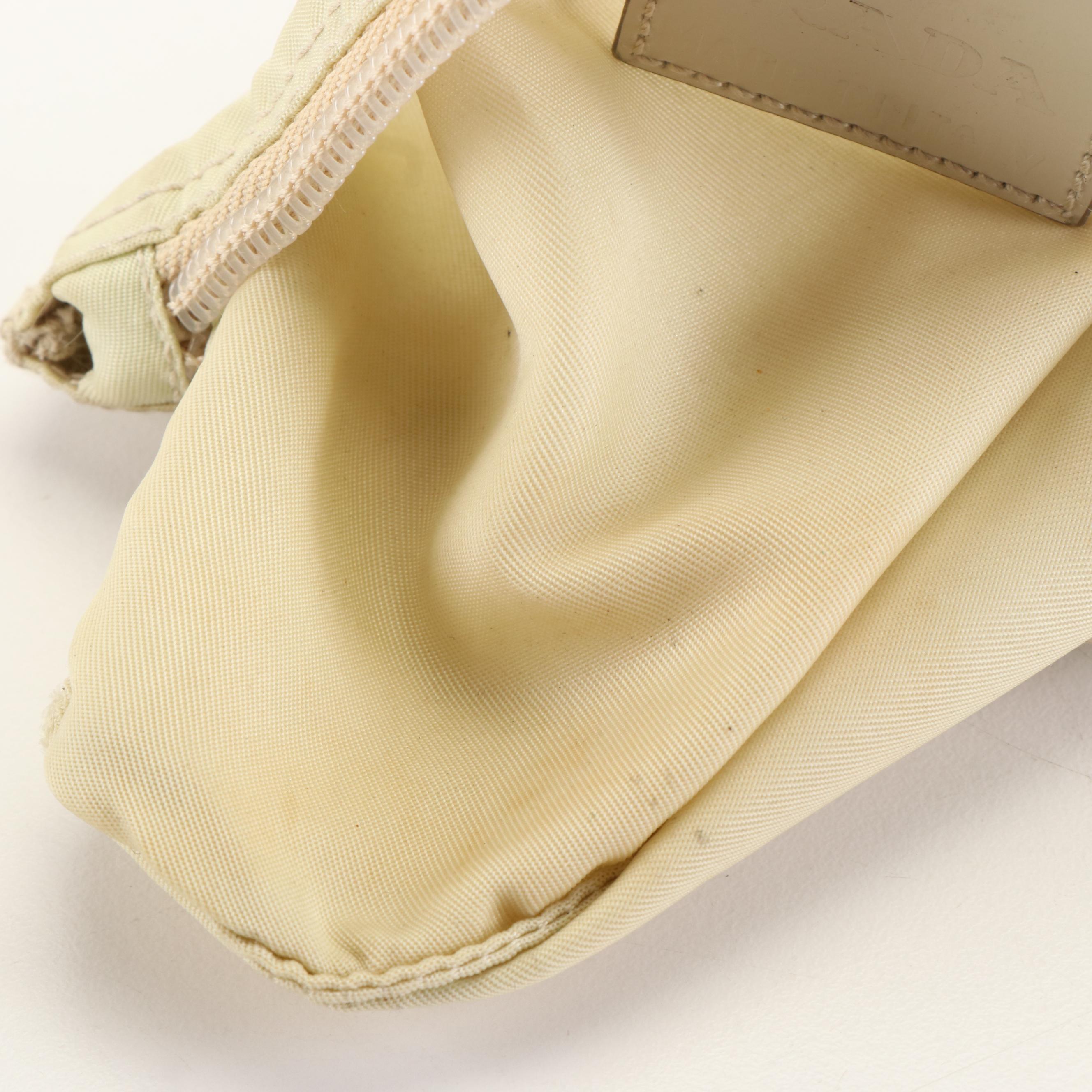 Prada Triangle Logo Cosmetic Bag in Ivory Nylon