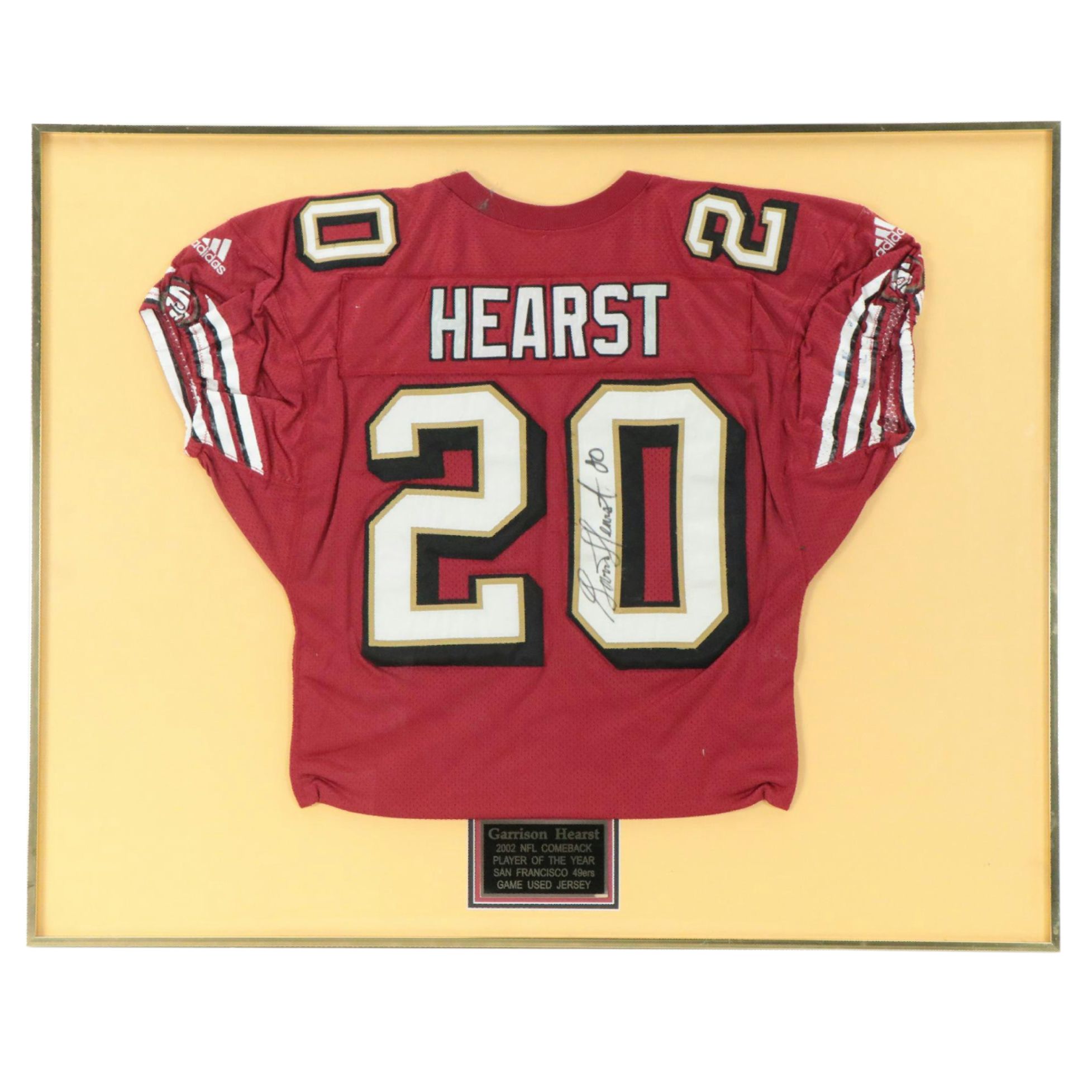 Garrison Hearst Signed and Game Used  San Francisco 49ers Jersey with Display