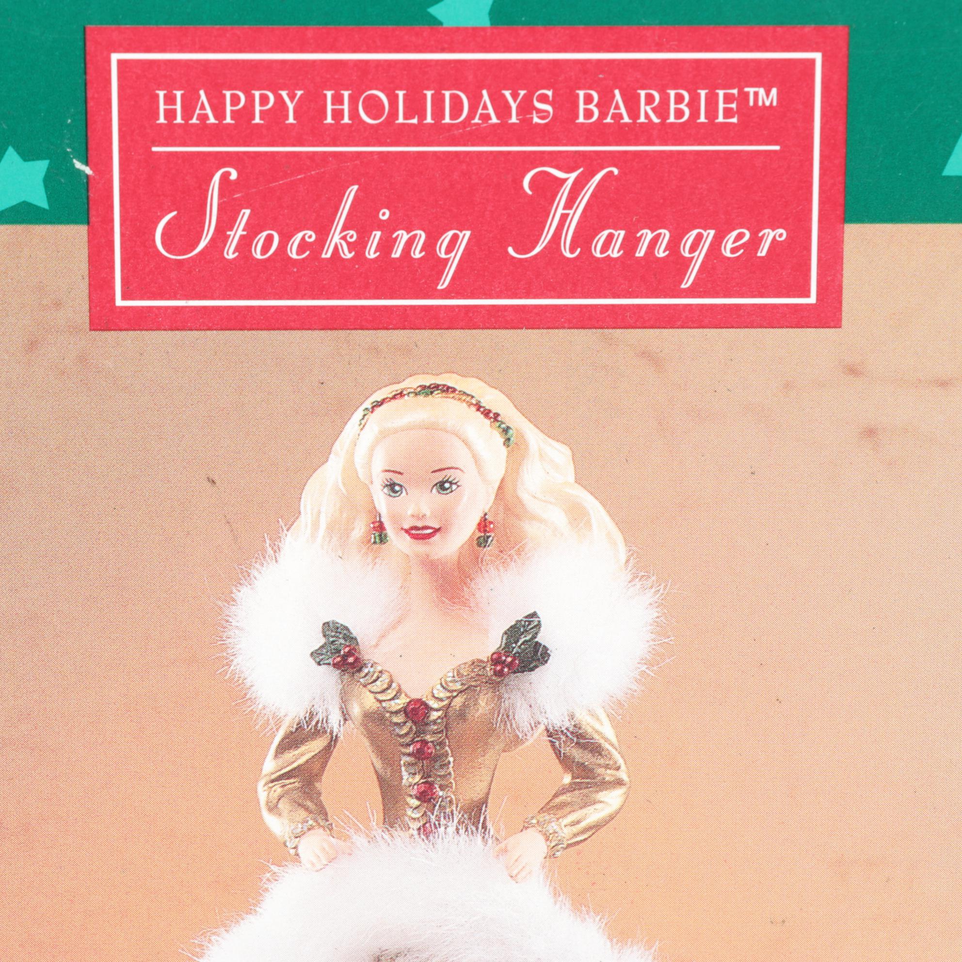 Mattel "Happy Holidays Barbie" Stocking Hanger with Other Barbie Ornaments