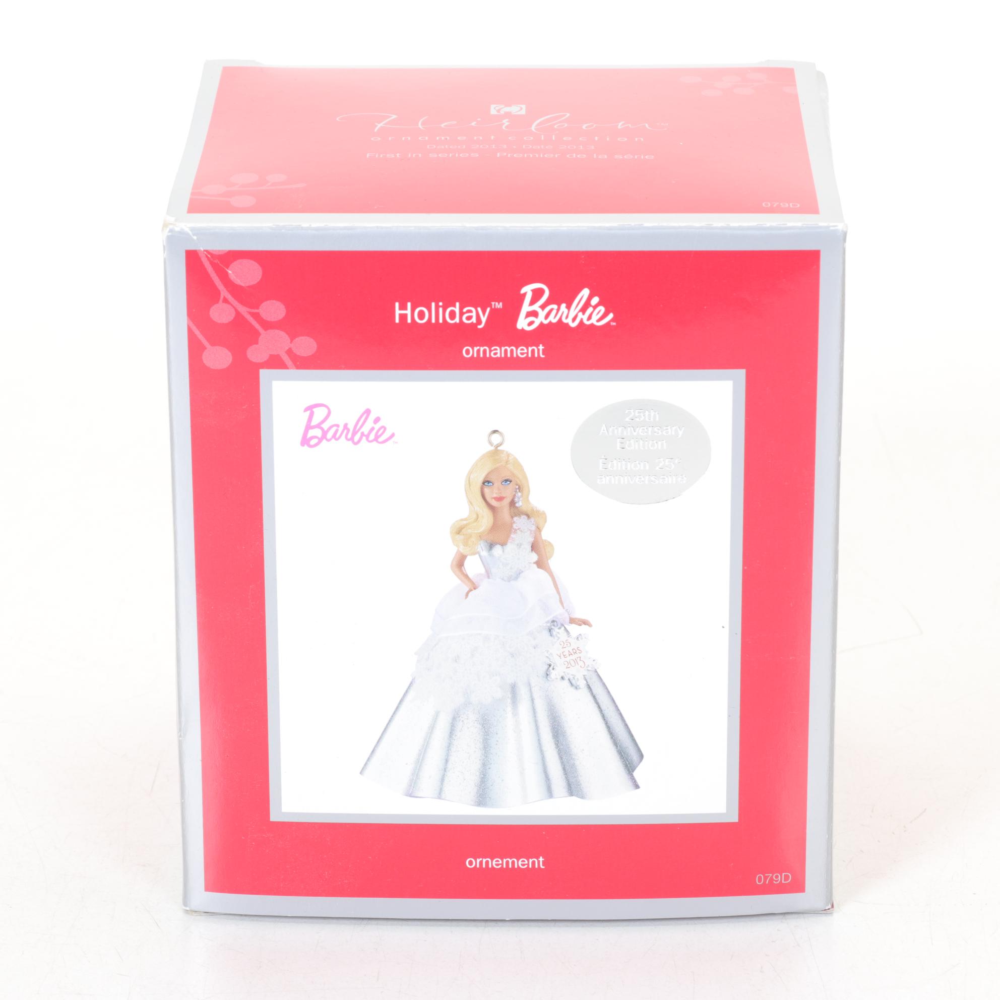 Mattel "Happy Holidays Barbie" Stocking Hanger with Other Barbie Ornaments