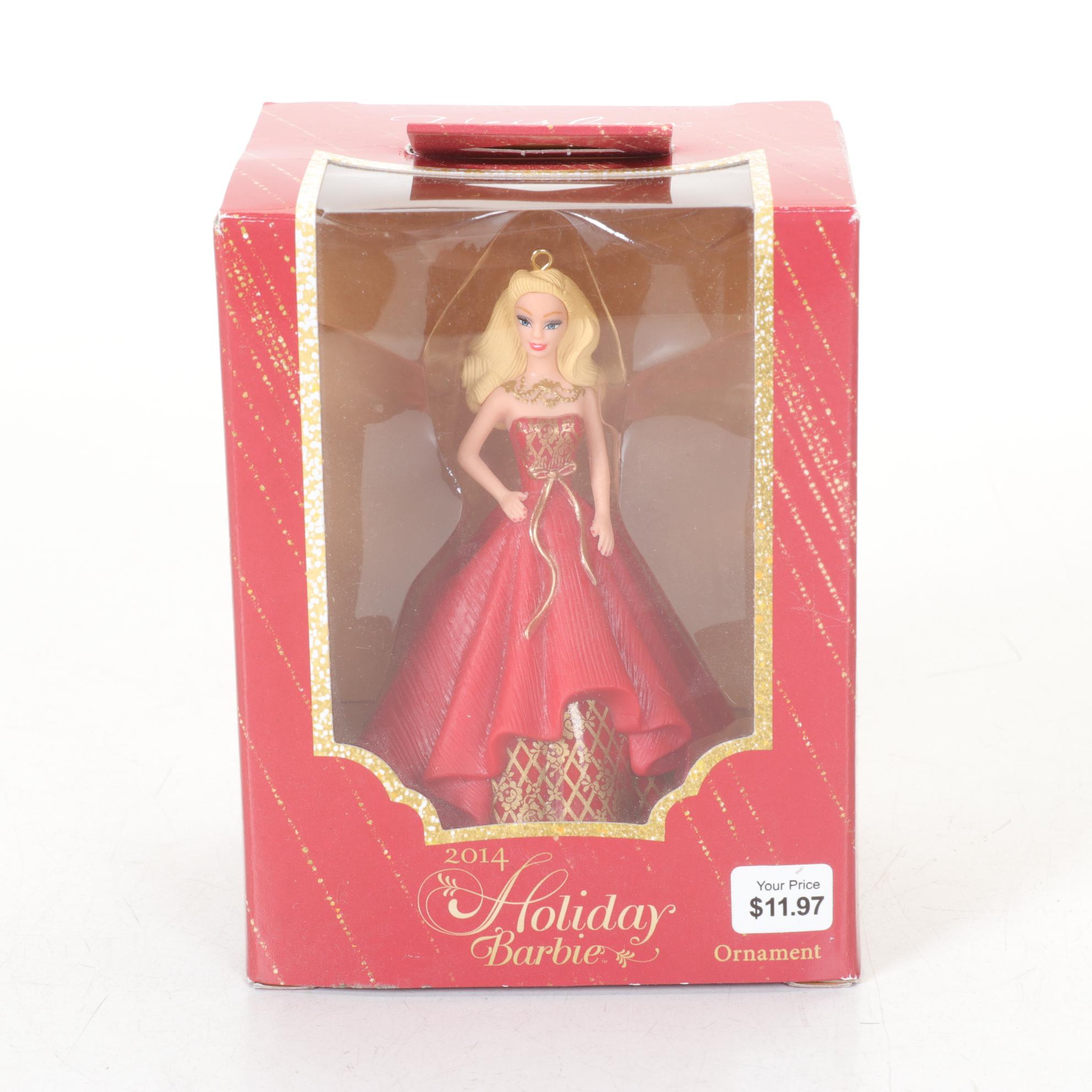 Mattel "Happy Holidays Barbie" Stocking Hanger with Other Barbie Ornaments