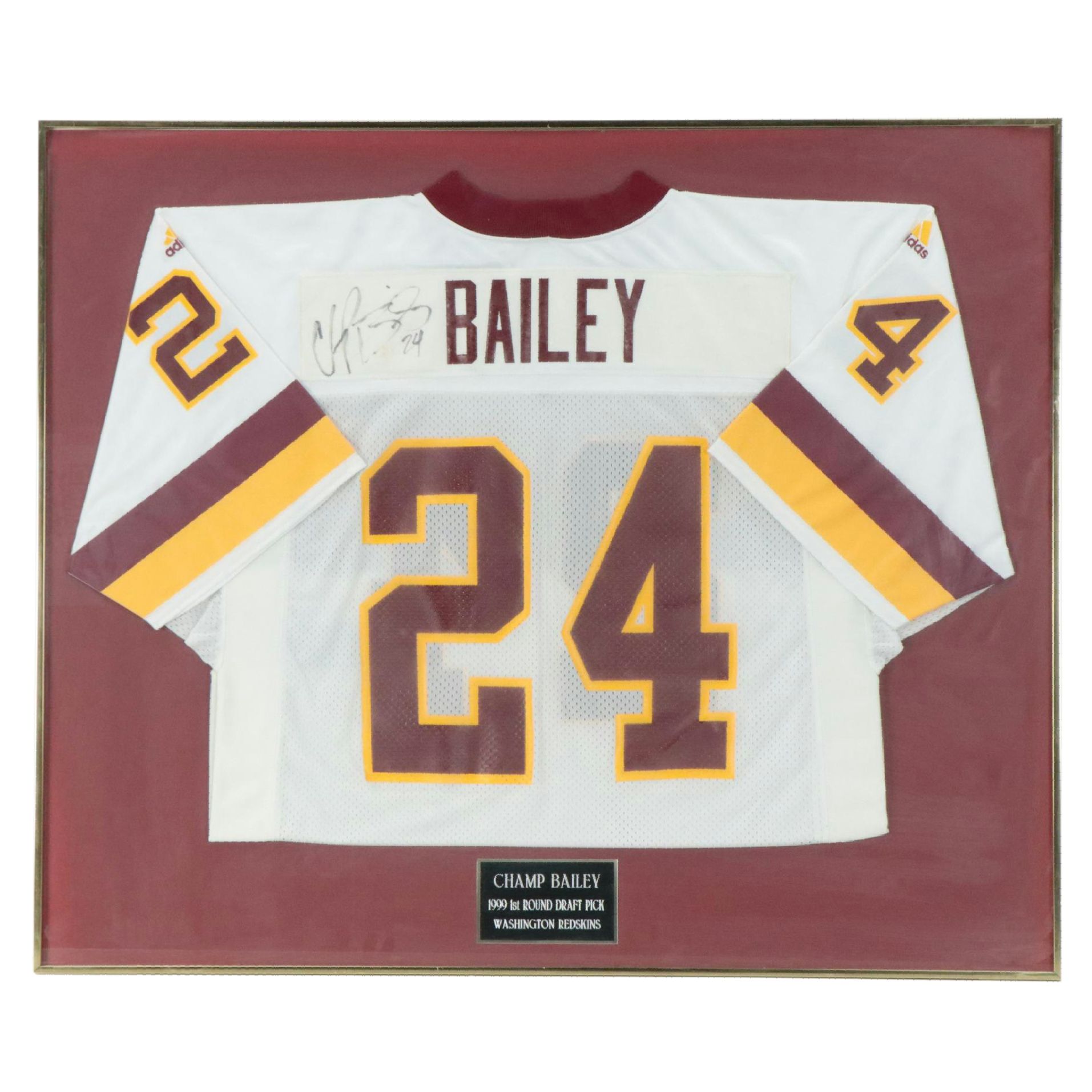 Champ Bailey Player Issued and Signed Washington Redskins Jersey with Display