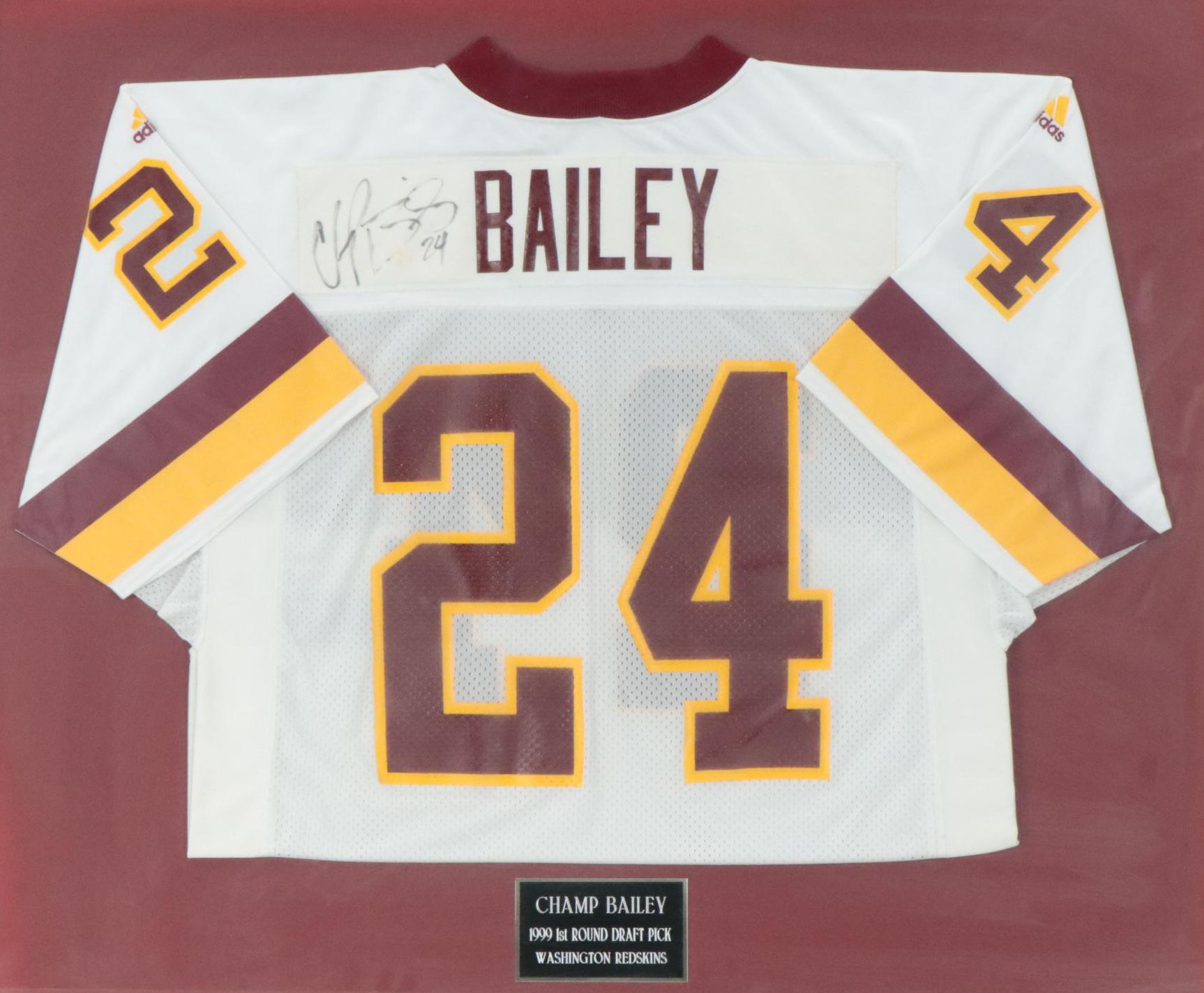 Champ Bailey Player Issued and Signed Washington Redskins Jersey with Display