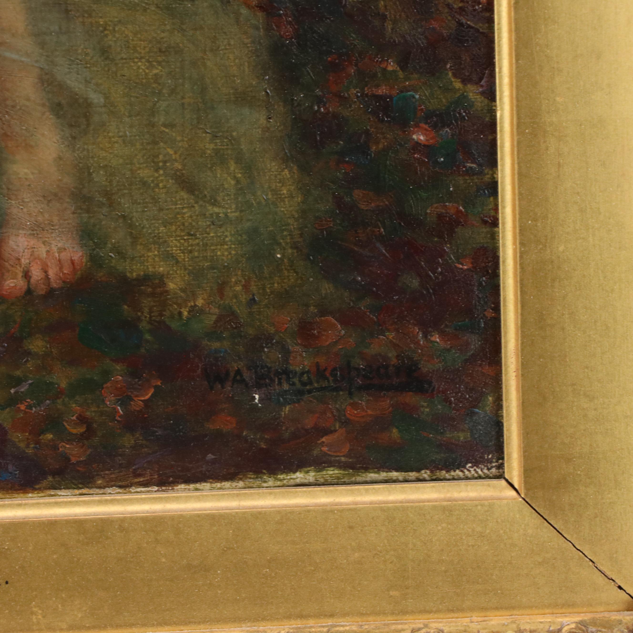 William Arthur Breakspeare Pre-Raphaelite Style Oil Painting of Standing Nude