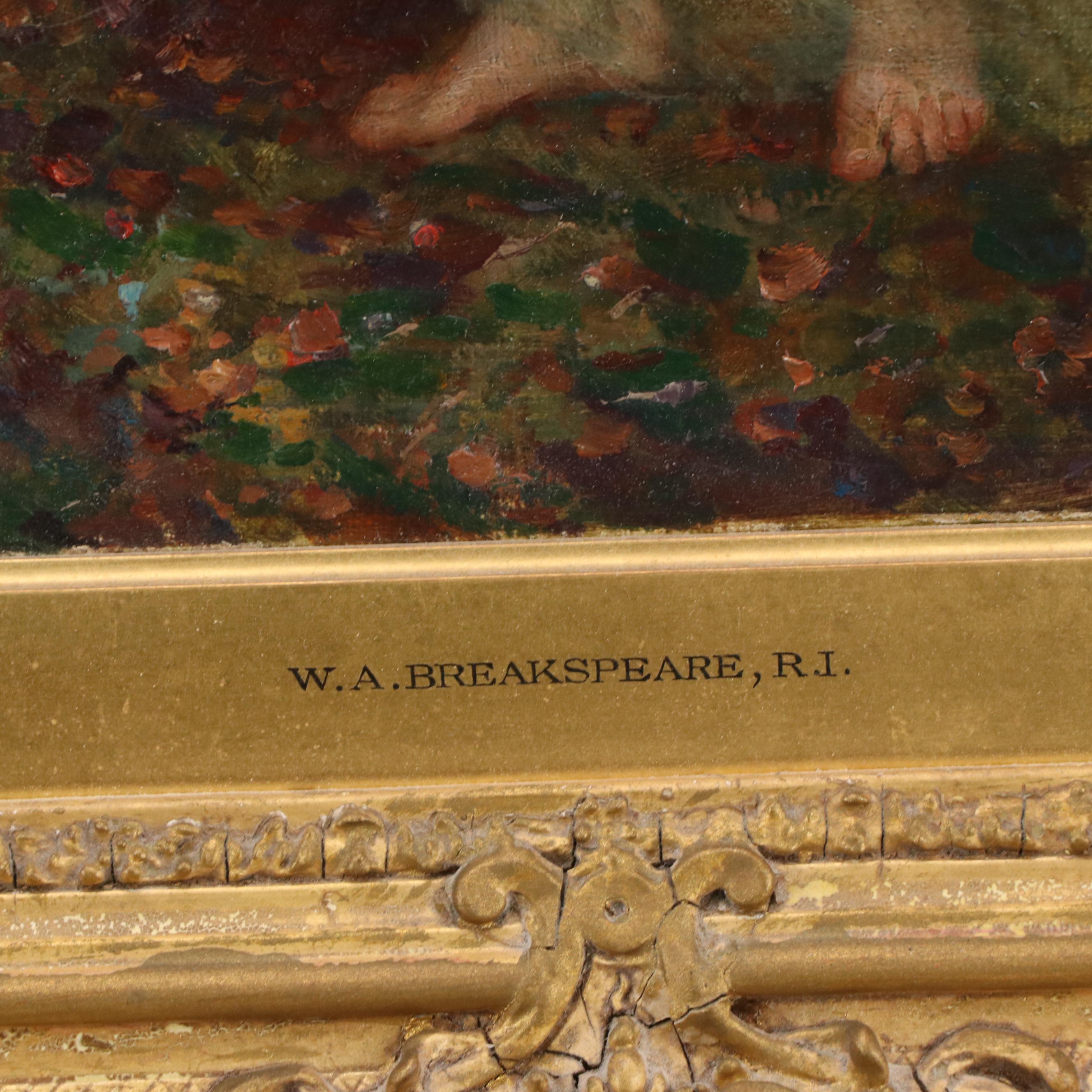 William Arthur Breakspeare Pre-Raphaelite Style Oil Painting of Standing Nude