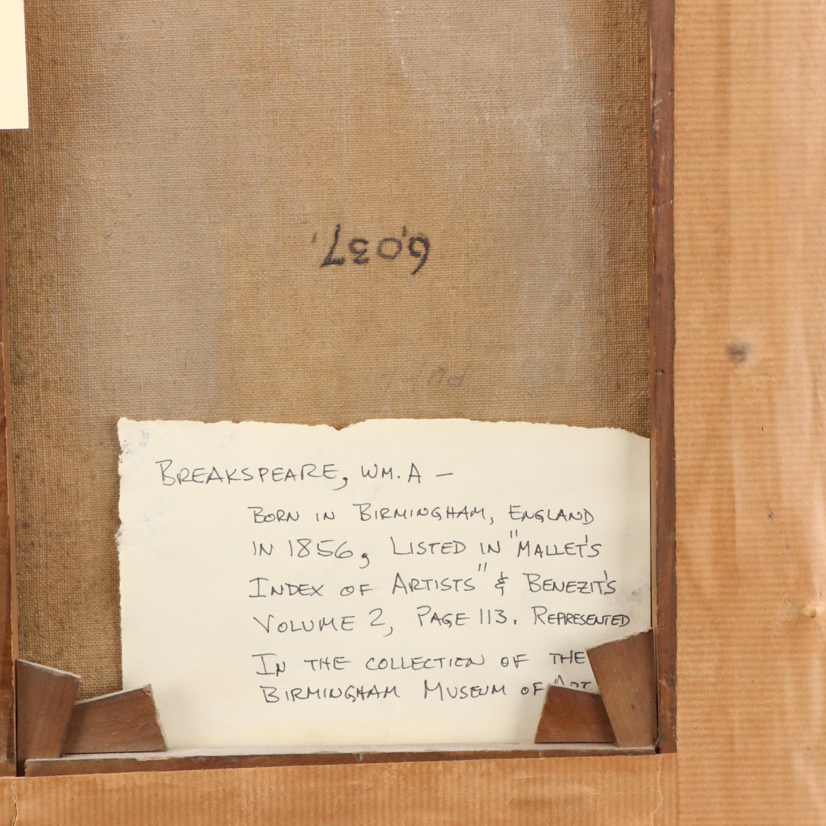 William Arthur Breakspeare Pre-Raphaelite Style Oil Painting of Standing Nude