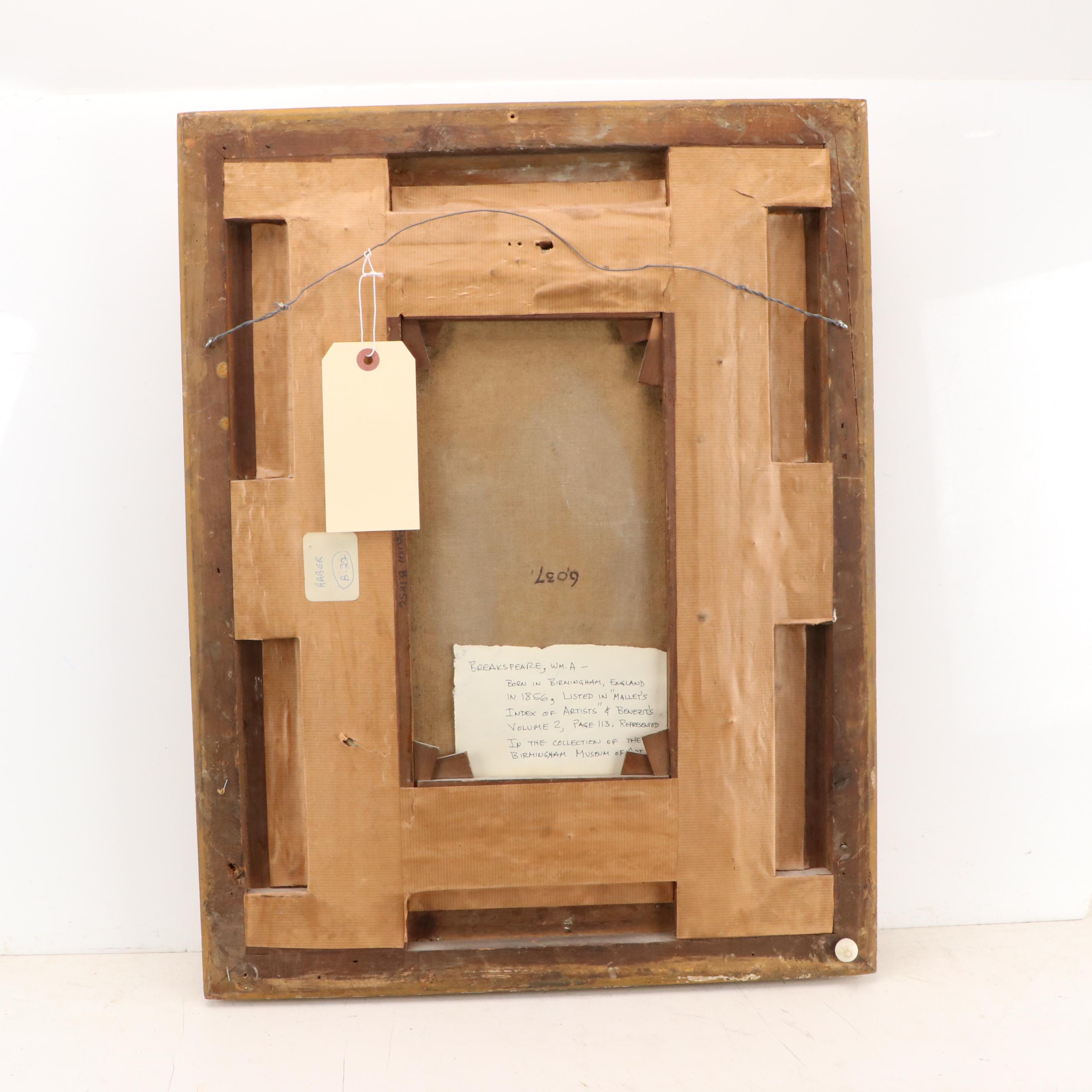 William Arthur Breakspeare Pre-Raphaelite Style Oil Painting of Standing Nude