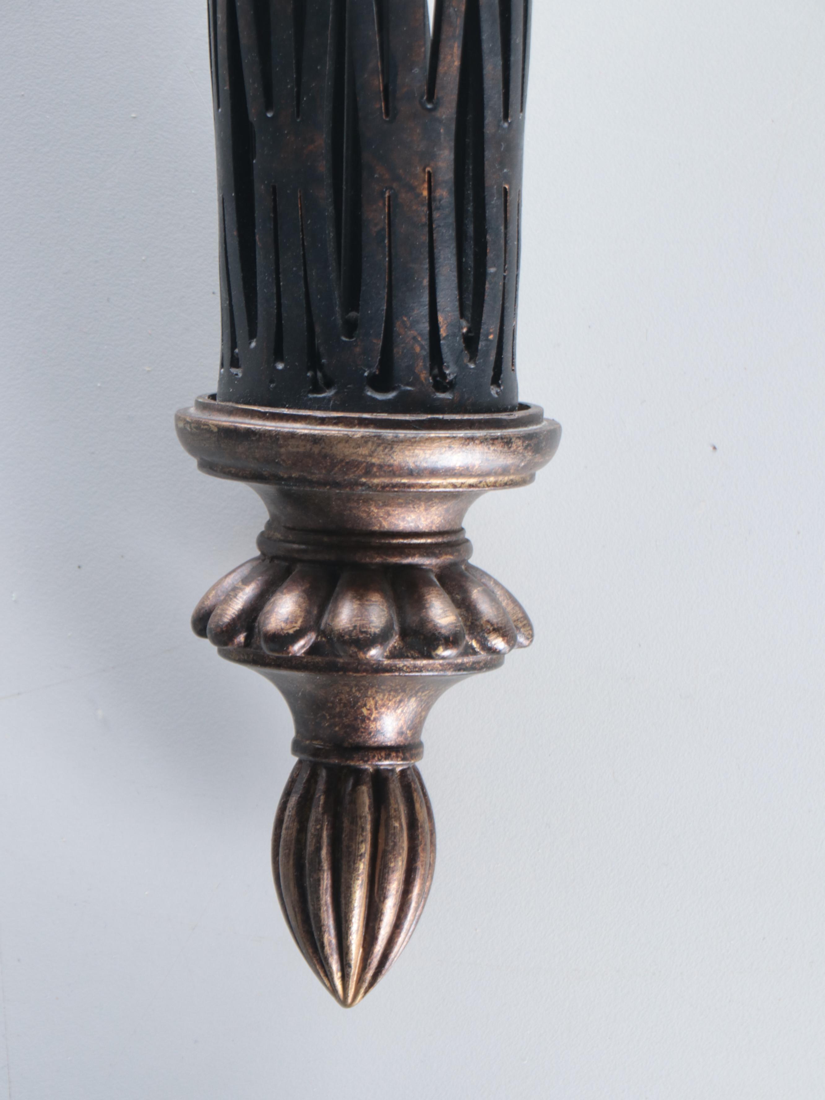 Torch Cut Diamond Style Iron Wall Torchiere Sconce with Glass Shade