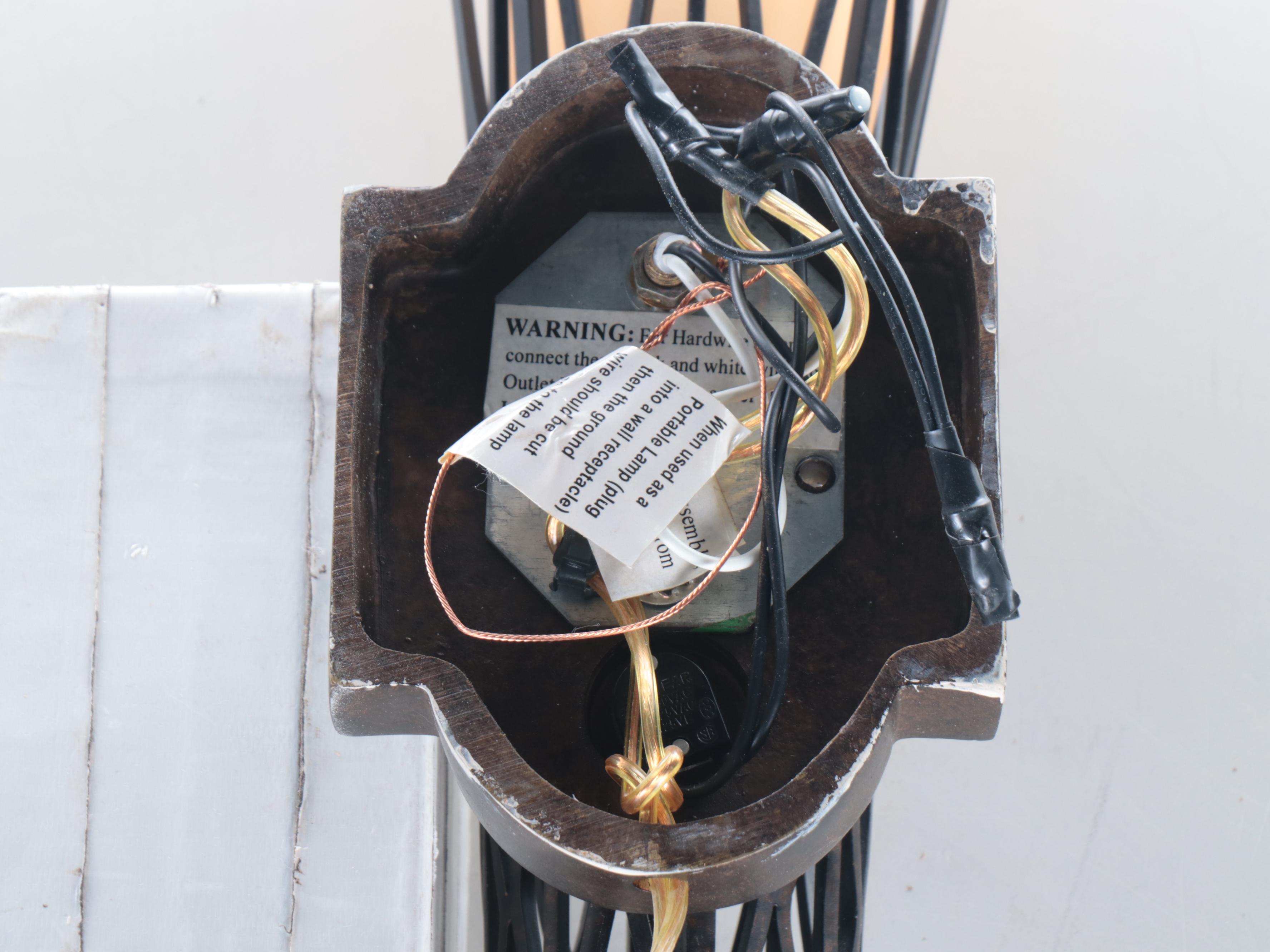 Torch Cut Diamond Style Iron Wall Torchiere Sconce with Glass Shade